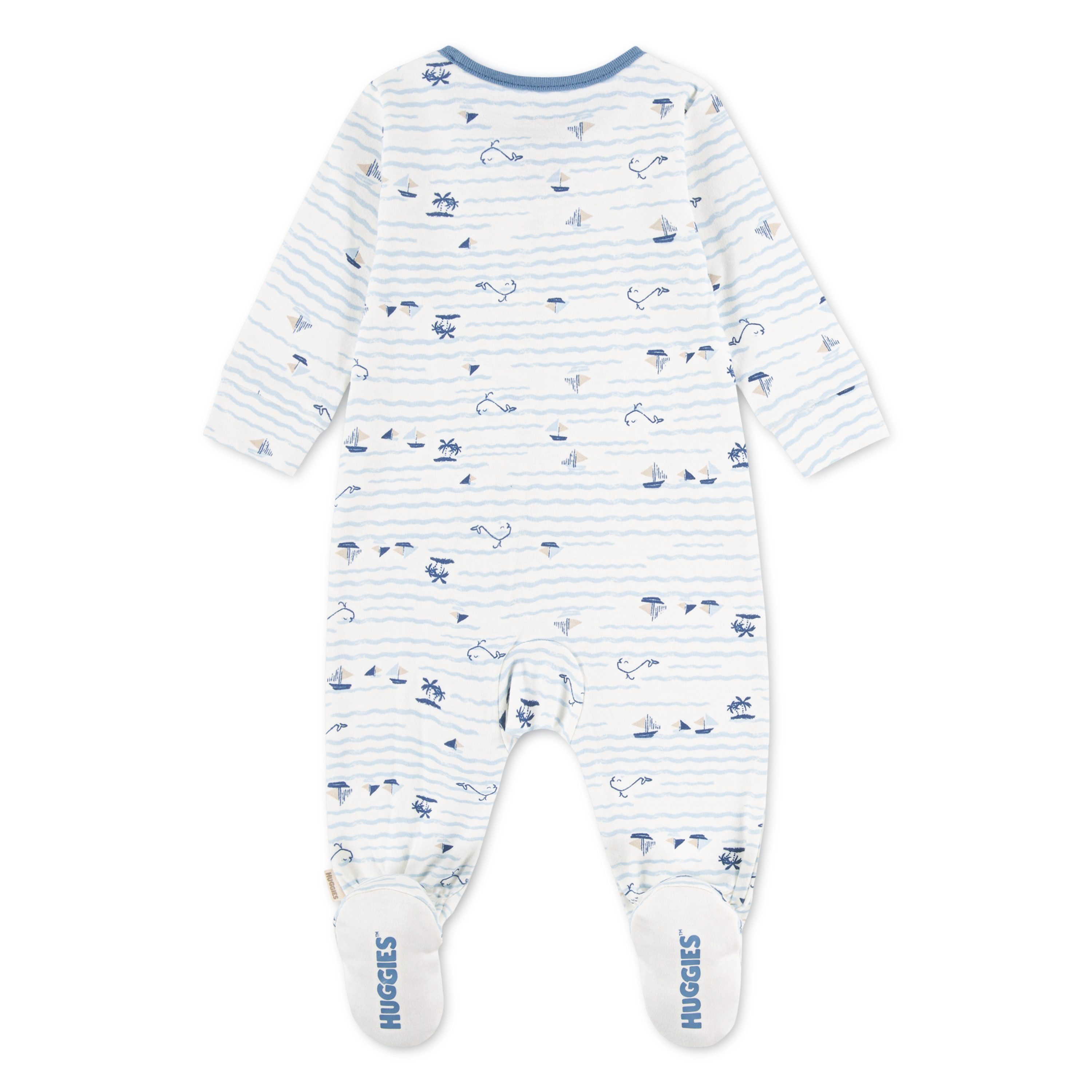 HUGGIES babywear Schlafoverall HUGB FOOTED COVERALL mit maritimem Alloverprint, Baumwolle