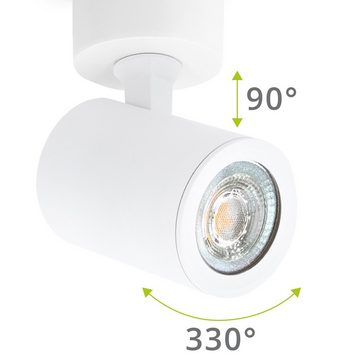 linovum LED Aufbaustrahler TENJO Deckenspot Wandspot weiß schwenkbar & drehbar mit LED GU10 3W warmweiß 230V, Leuchtmittel inklusive, Leuchtmittel inklusive