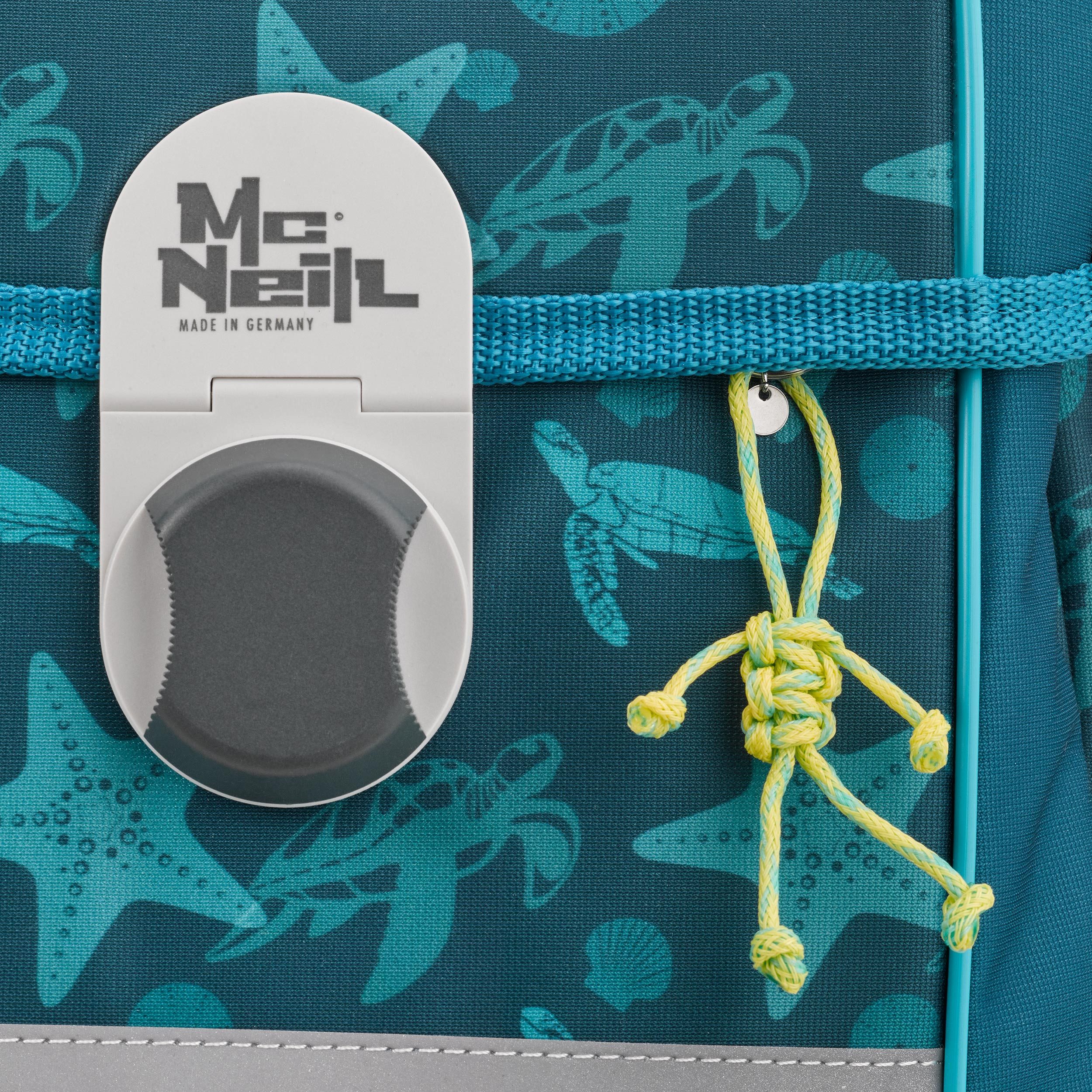 McNeill Schulranzen McOcean SEALIFE Schultasche 1. bis 4. Klasse (Set, 6-tlg., inkl. Federmäppchen gefüllt und Regen-/Sicherheitshülle), Schultasche 1. Klasse für Jungen und Mädchen; Meeres-Tiere Wal