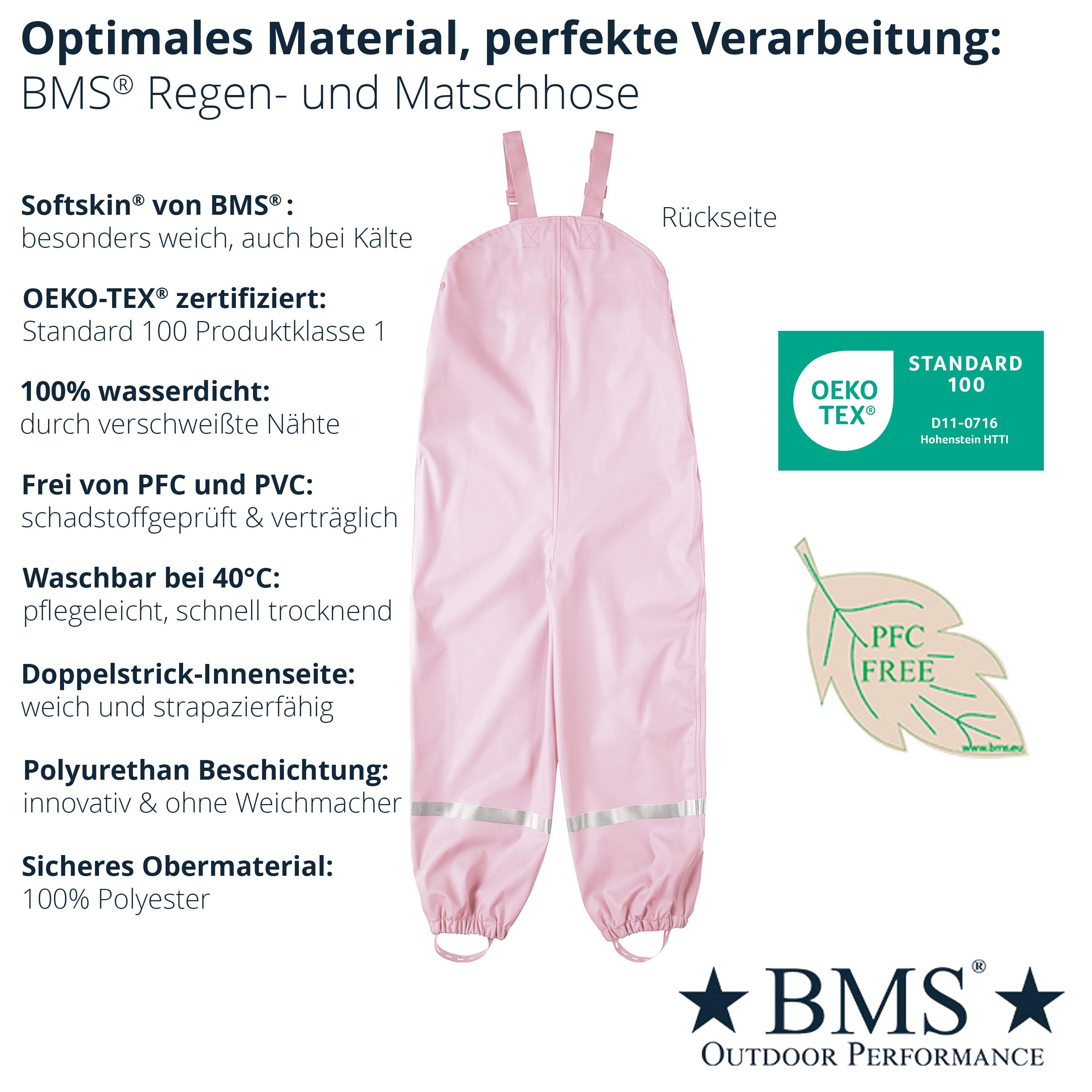 wasserdicht Matschlatzhose Matschhose - und BMS 100% - - Buddelhose BMS Regen- Regenhose rosée (1-tlg)