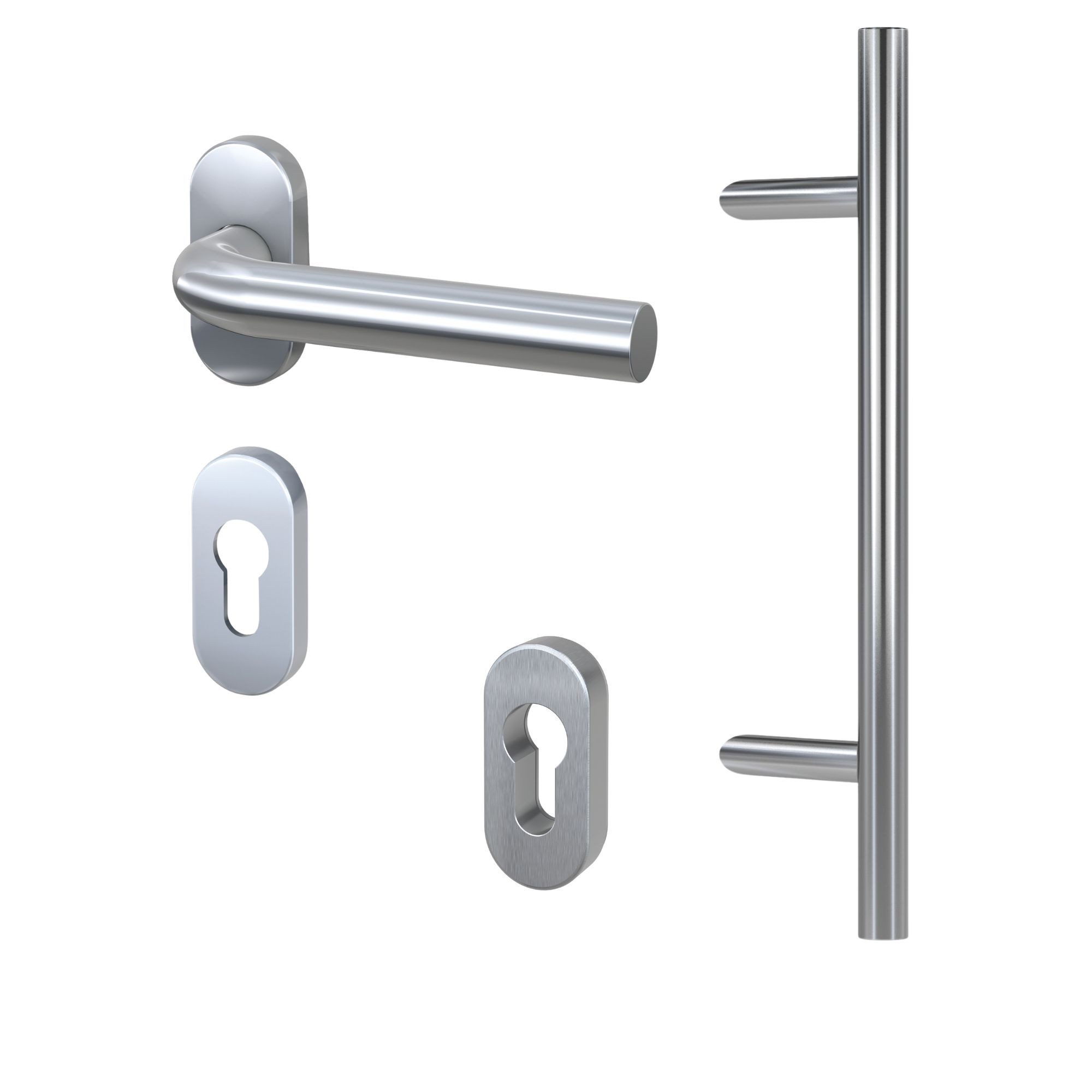 BASI Stoßgriff Stangengriff, Spar-Set, Komplettset, Stoßgriff Länge 400 mm  Abstand/Achsmaß 300 mm, Ø32 mm