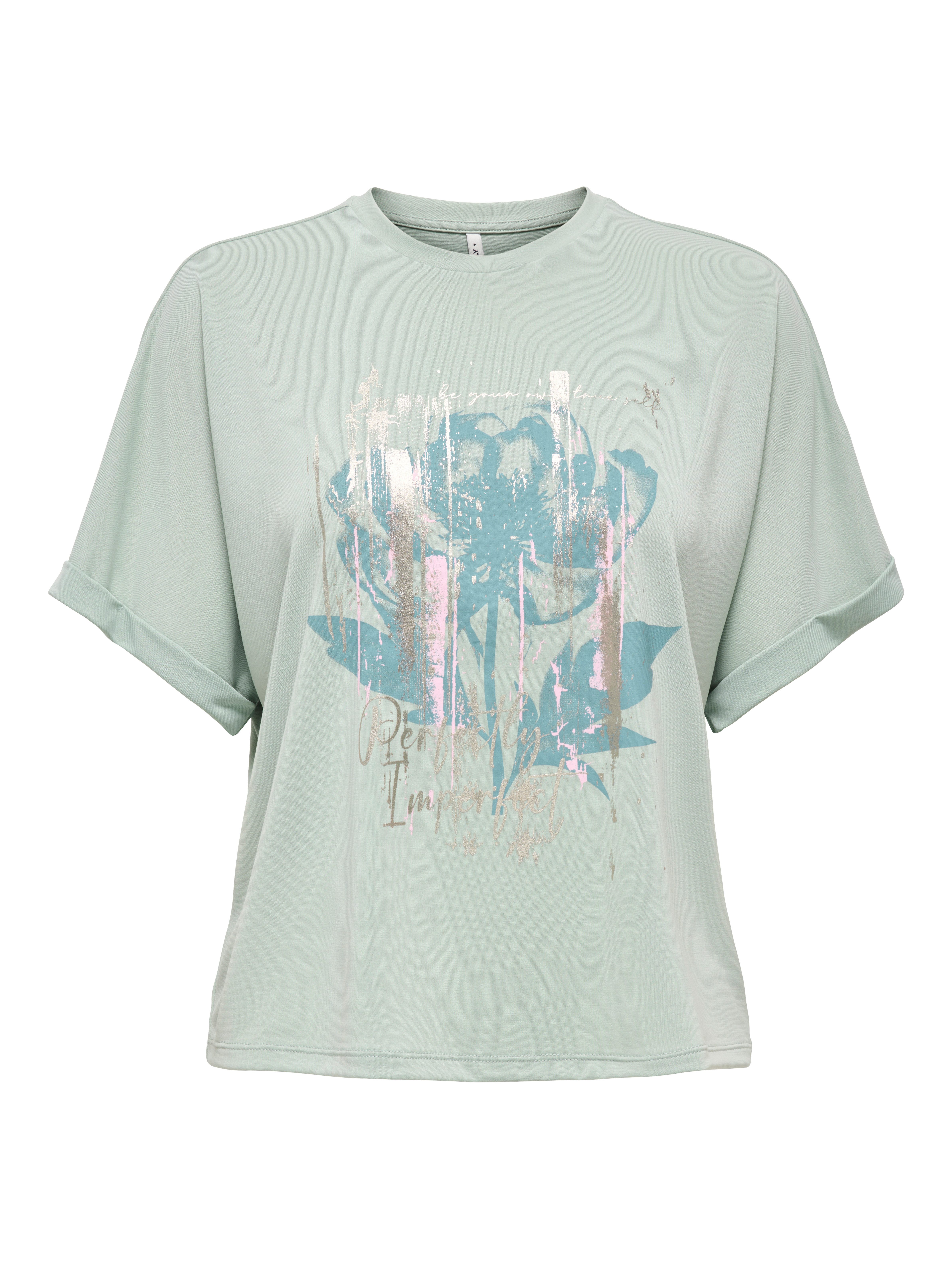 ONLY T-Shirt ONLFREE LIFE S/S FOLD-UP TOP BOX JRS Materialmix, regular fit, Rundhals – Bild 2 von 4