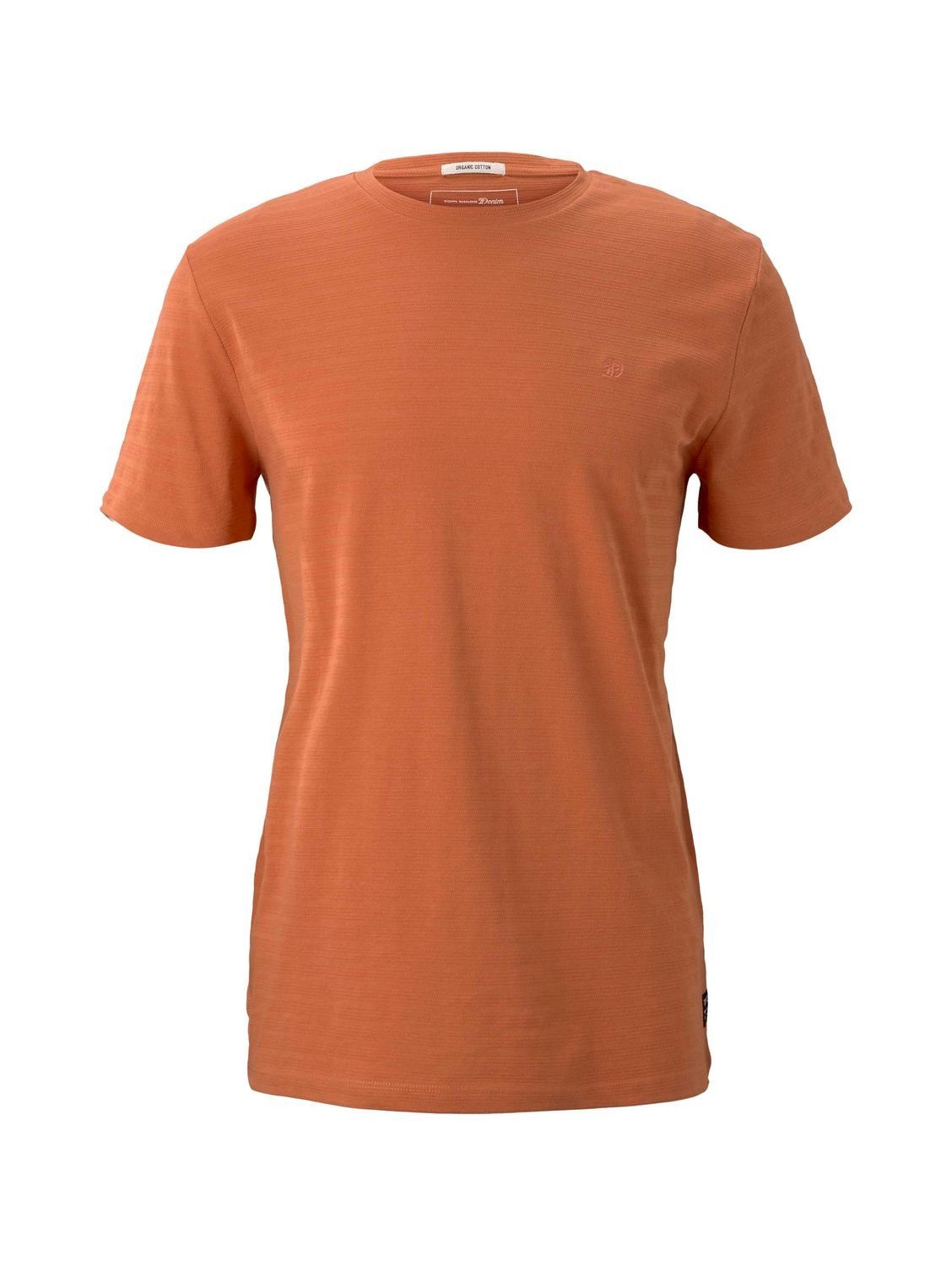 pflegeleichter Orange Baumwollmischung aus (1-tlg) 26194 T-Shirt Denim TAILOR TOM Lobster Structured Melange