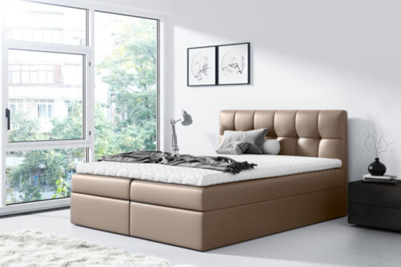 Betten Schlafzimmer Modern Braun Blau Bett Boxspringbett Doppelbett Ehebett Bett, JVmoebel