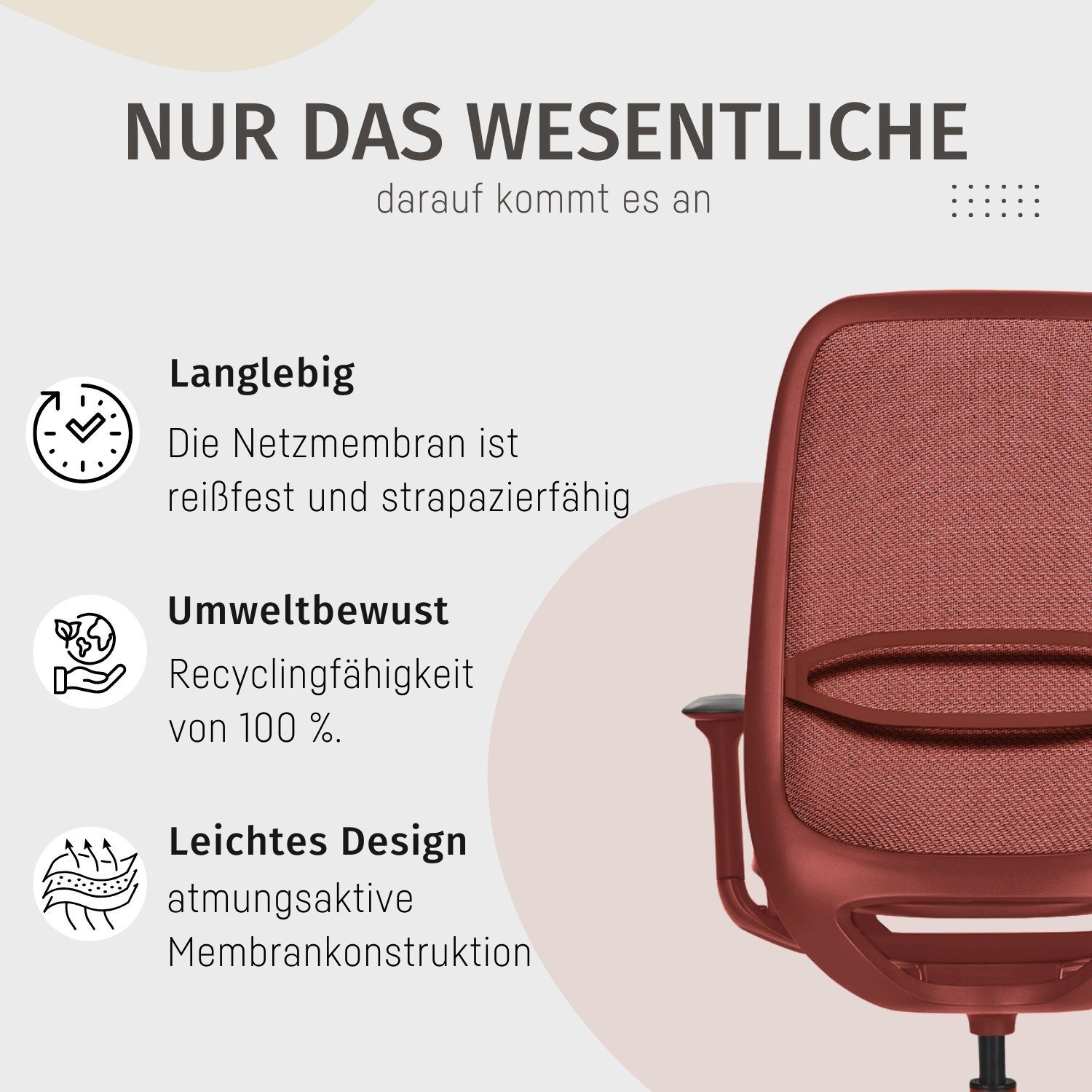filigranes Bürostuhl se:air: aus Zeitloses Mulitfunktionsarmlehnen, und (automatischer Drehstuhl mit Design) rot Netzmembran und sedus rot | Gewichtsanpassung Lordosenstütze,
