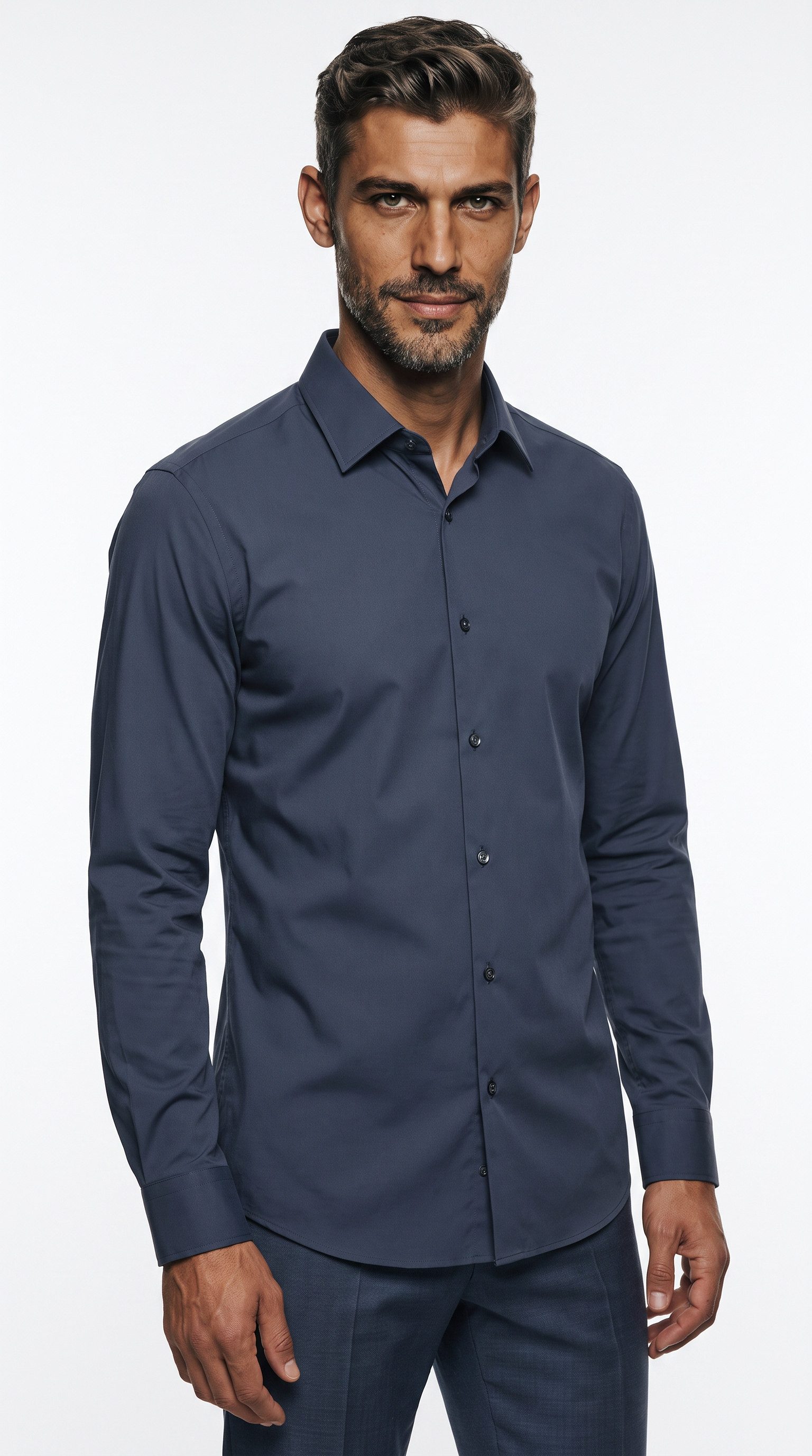 BOSS Businesshemd Hank Kentkragen, Slim-Fit, bügelleichte Qualität
