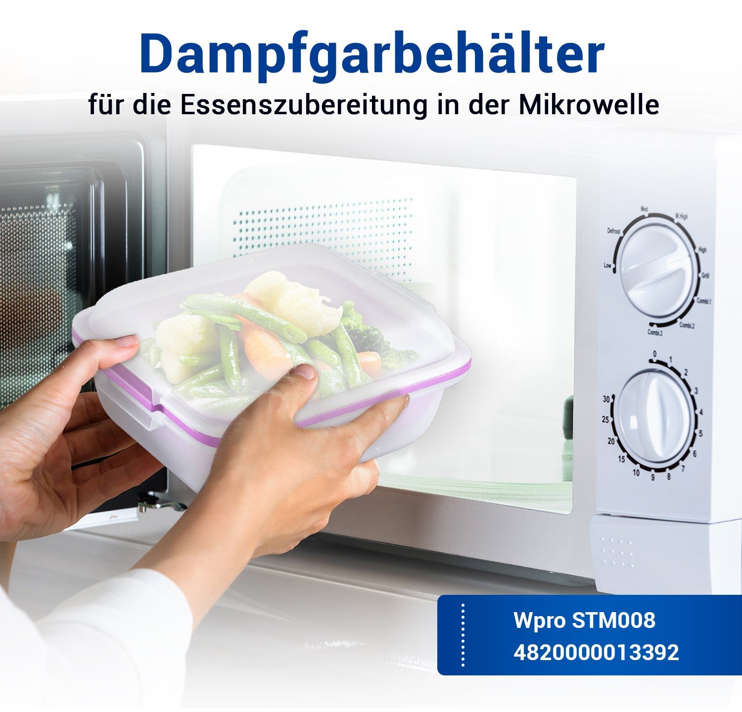 Whirlpool Mikrowellenbehälter Dampfgarbehälter 4820000013392, Wpro STM008 240x200 mm für Mikrowelle