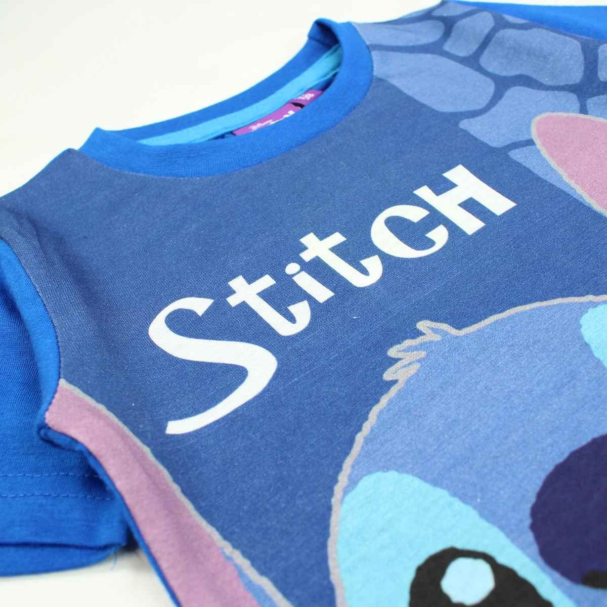 Gr. 128 98 Kurzarmshirt aus Baumwolle Stitch Blau T-Shirt Lilo Stitch - & cm Jungen