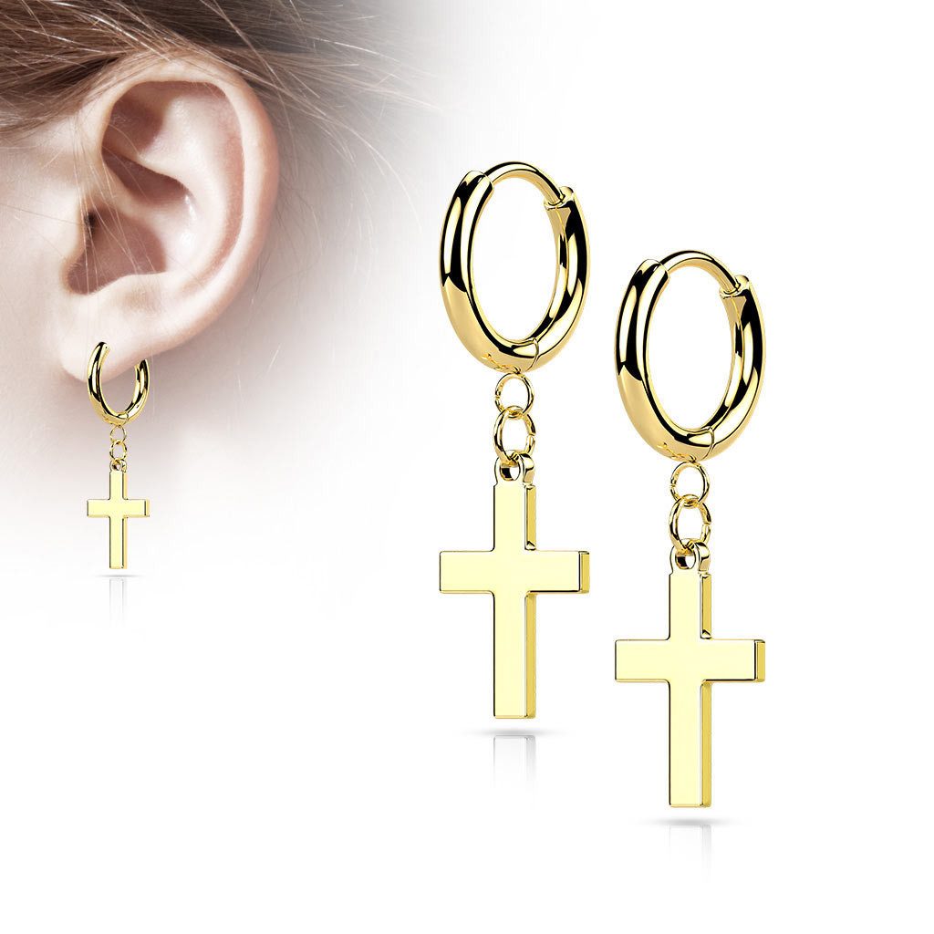 Order & Smile Schmuck Paar Ohrhänger Kreuz Creolen: Edelstahl Ohrringe