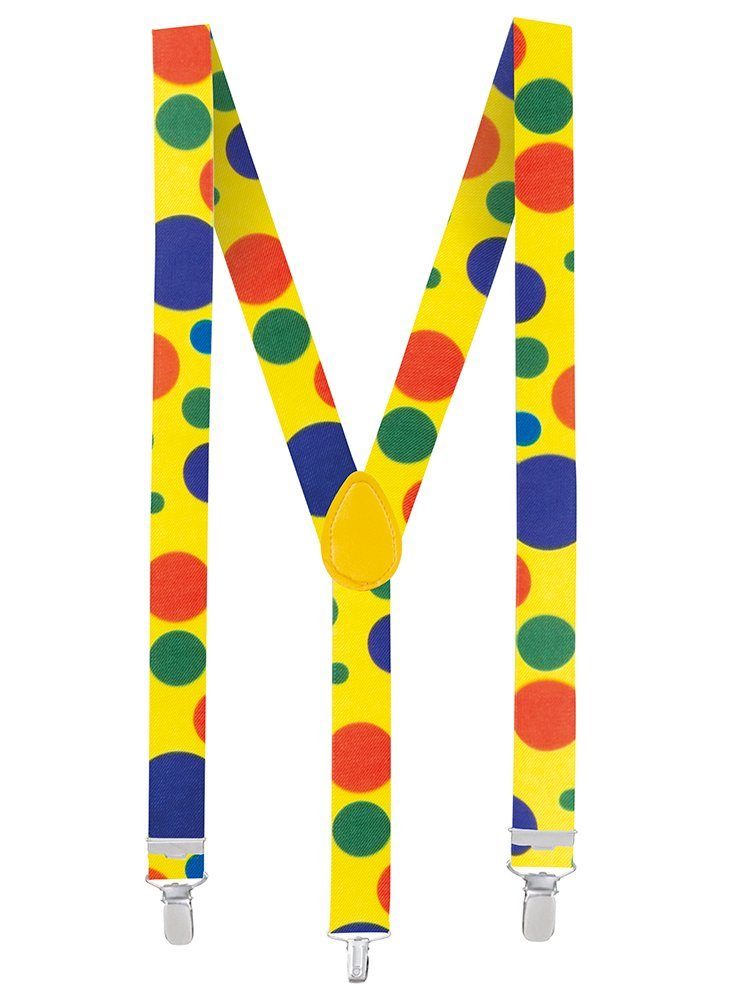 Boland Hosenträger Clown Hosenträger - für Clownskostüm zum Fasching Kunterbunte Hosenträger für Karneval und Zirkus