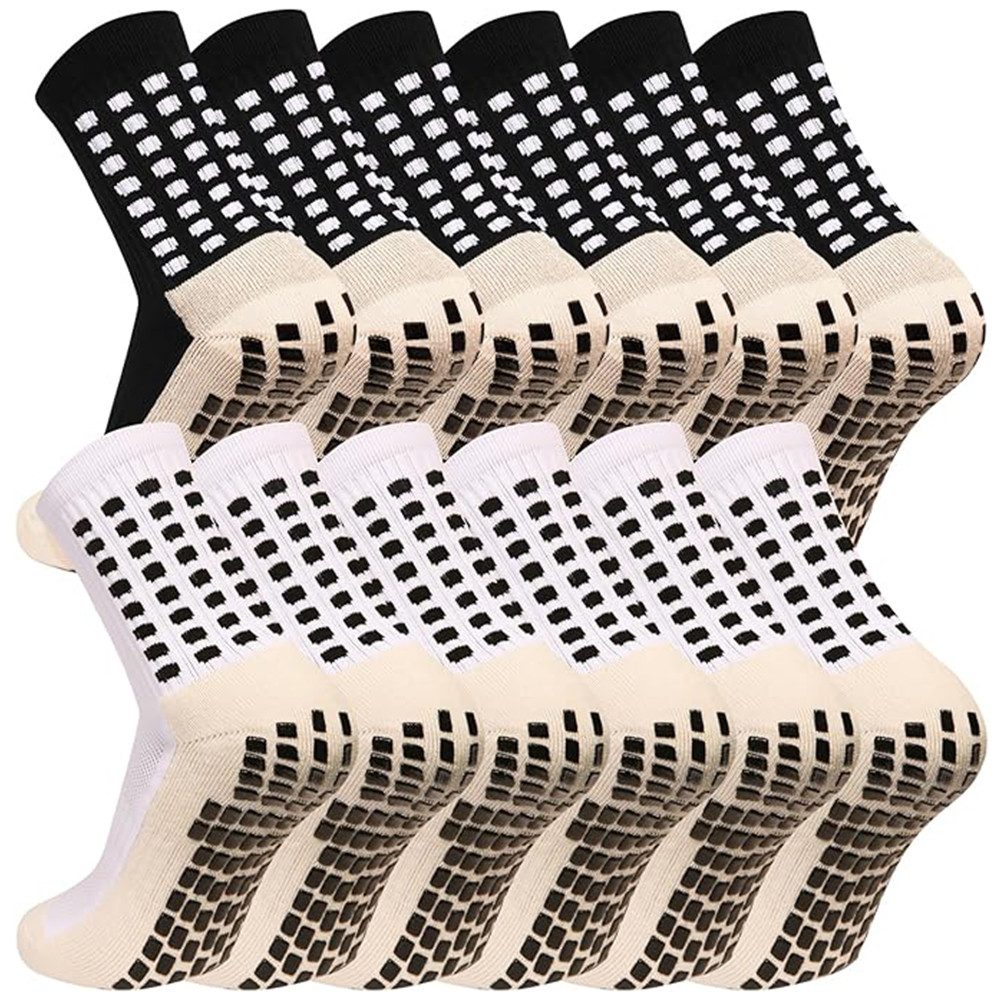 AFKSMILE Sportsocken Herren Griff Fußballsocken 6 Paar,Anti-Rutsch Fußball-Basketball-Sock (6-Paar) Rutschfeste, stoßdämpfende & schweißableitende Sport-Socken