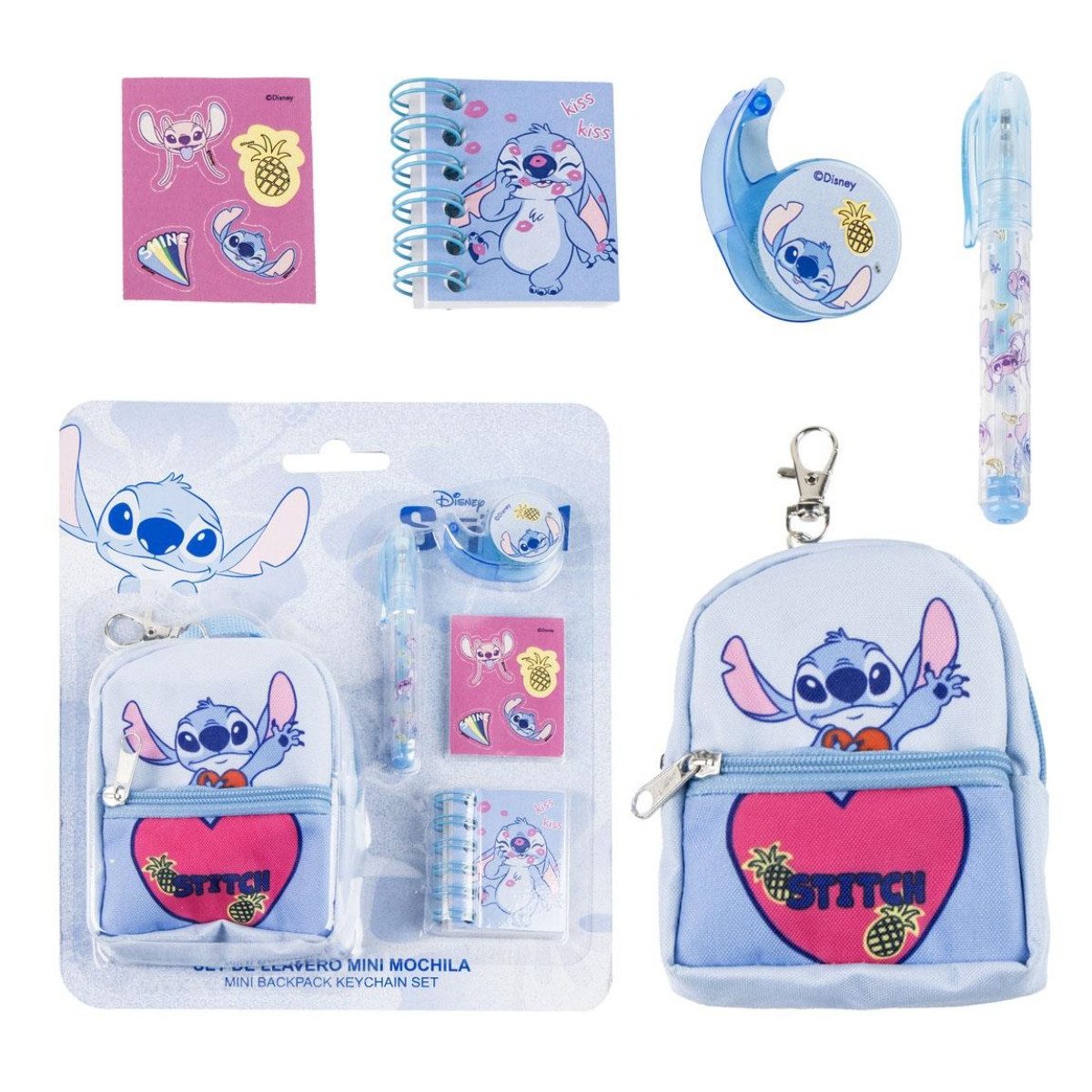 Cerda Schreibtischunterlage Lilo & Stitch Schreibwaren-Set im Mini-Rucksack Kreativset