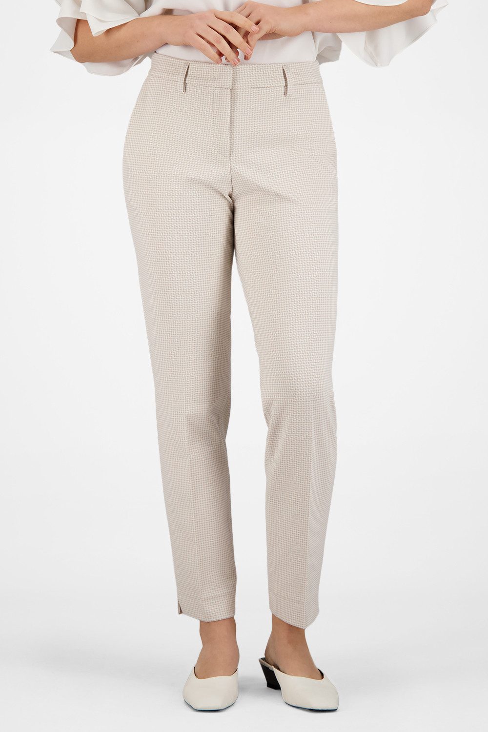 Atelier GARDEUR Stretch-Jeans FRIEDI1-645531-1011 hellbeige Jacquardhose Feminine Fit Jacquardmaterial mit elastischem Gummibund und Saumschlitz