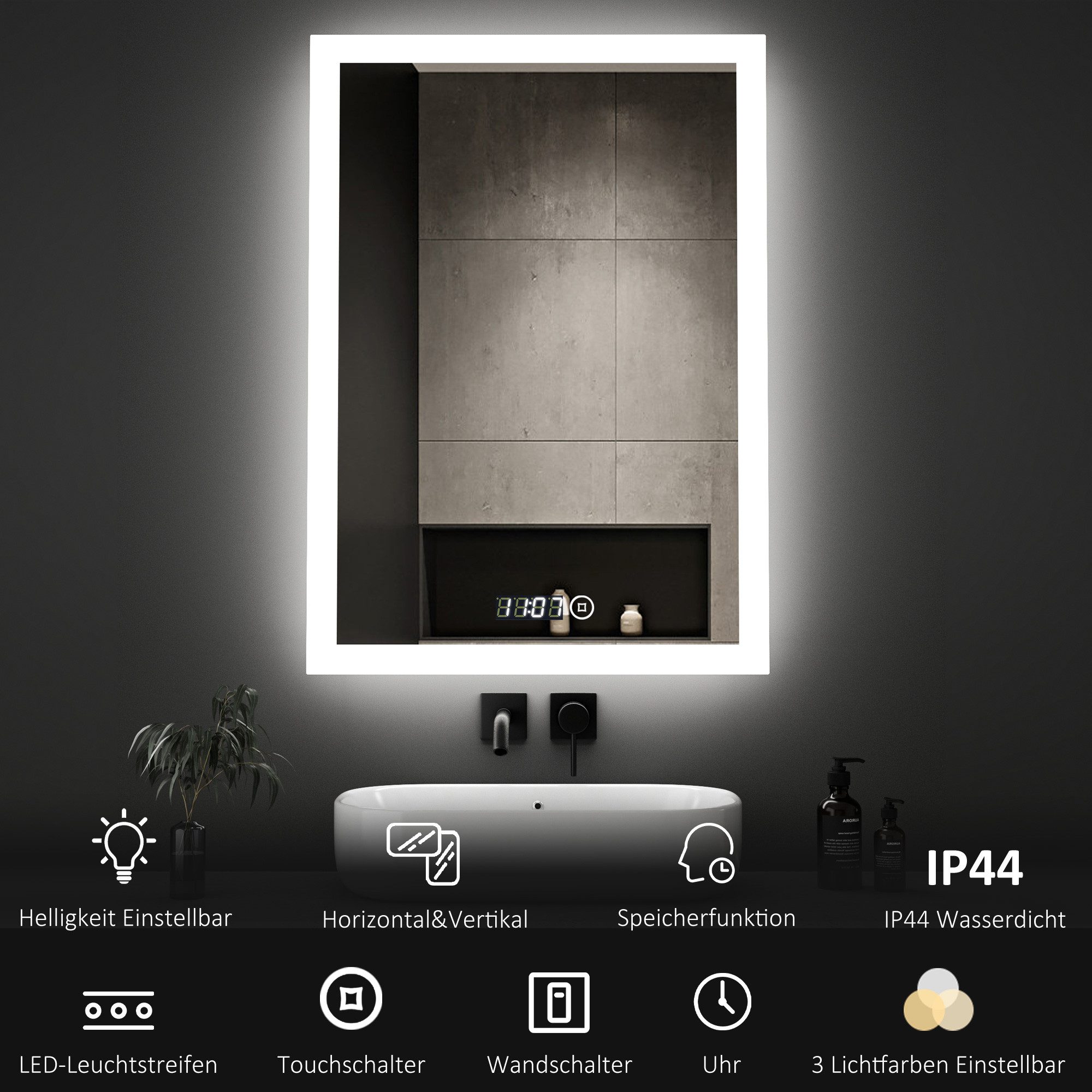 WDWRITTI Badspiegel Led 50x70 80x60 100x60 günstig online kaufen