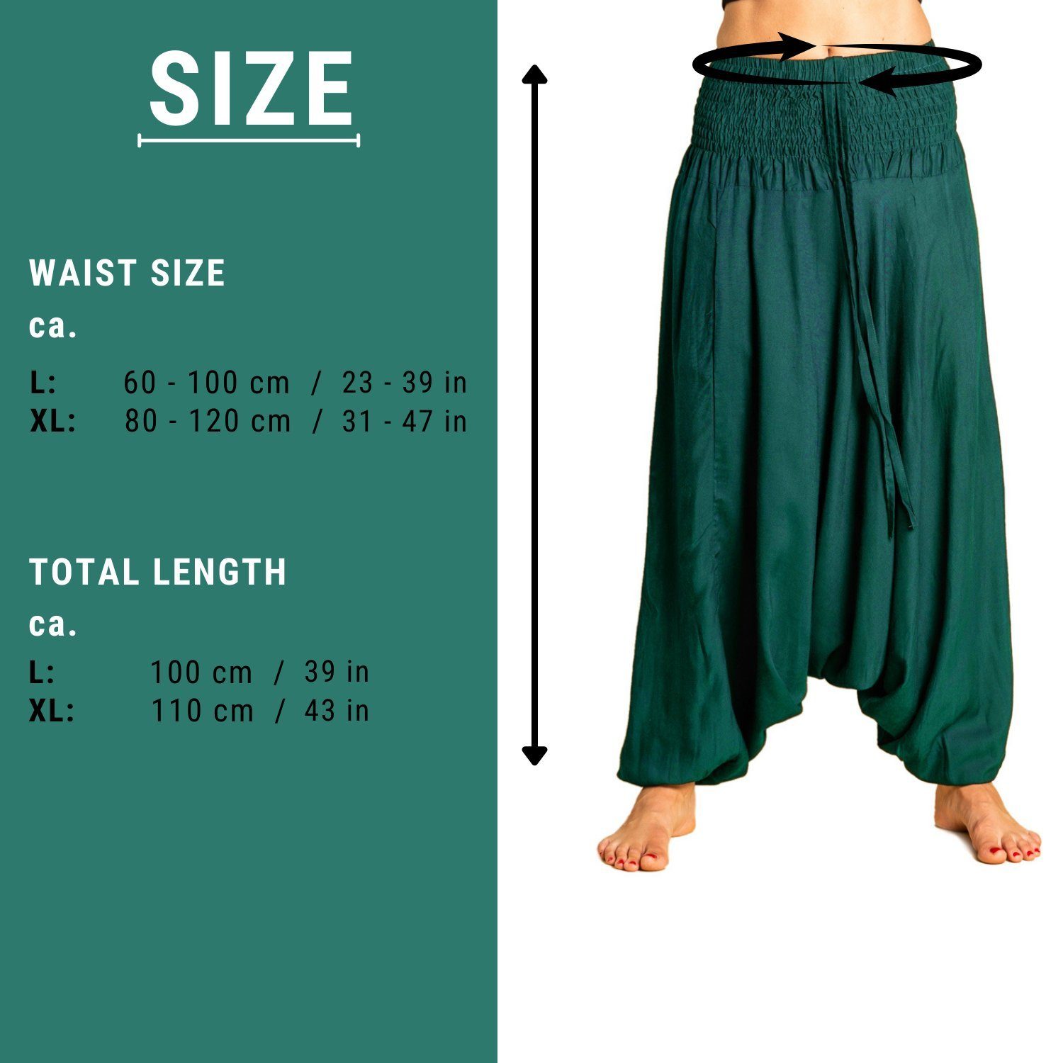 PANASIAM Haremshose Aladinhose AeOrnament Haremshose aus 100% natürlicher Viskose auch als Overall tragbar Damen Pumphose bequeme Freizeithose – Bild 4 von 4