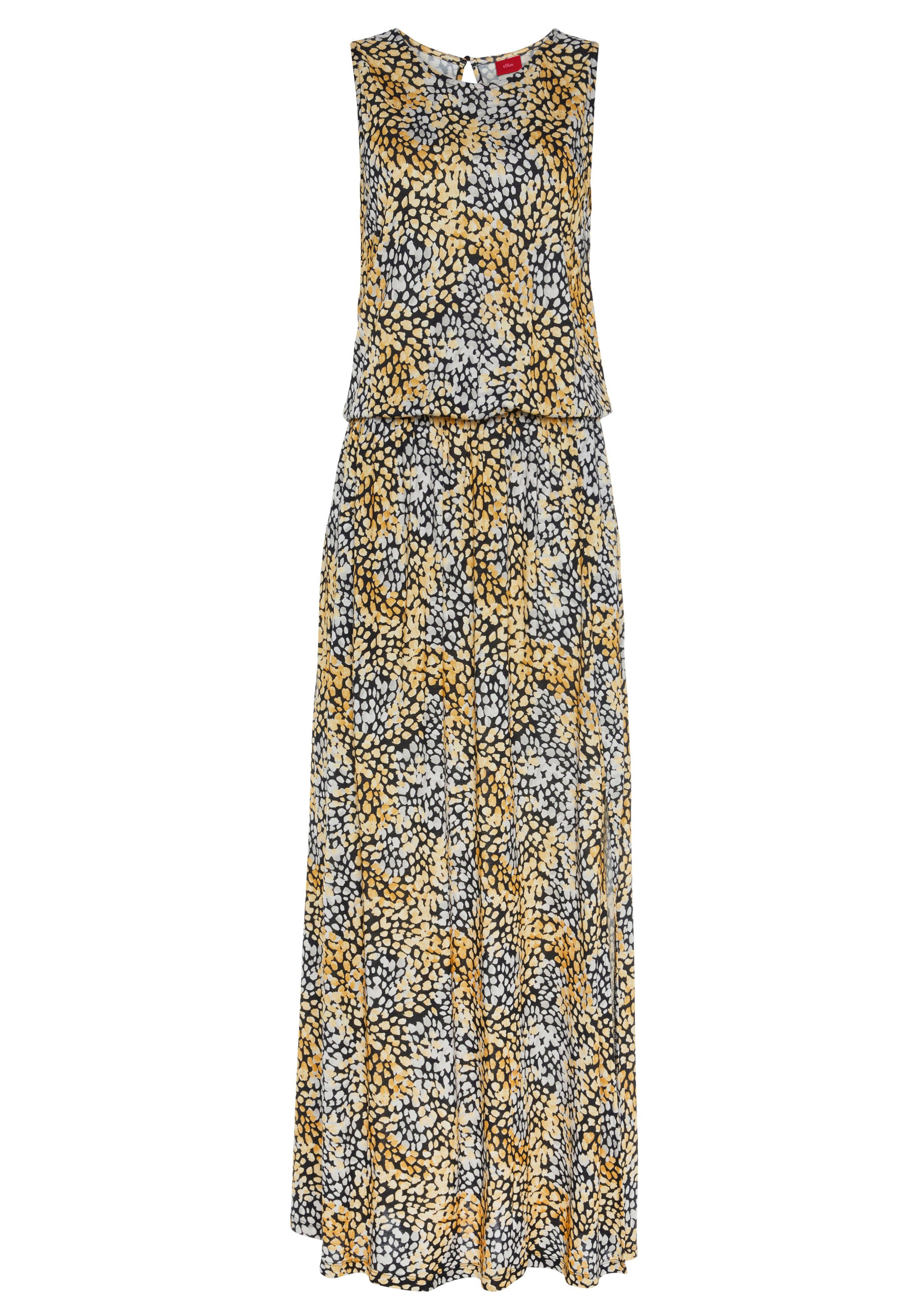 s.Oliver Maxikleid mit Tupfenprint und Schlitz, günstig online kaufen