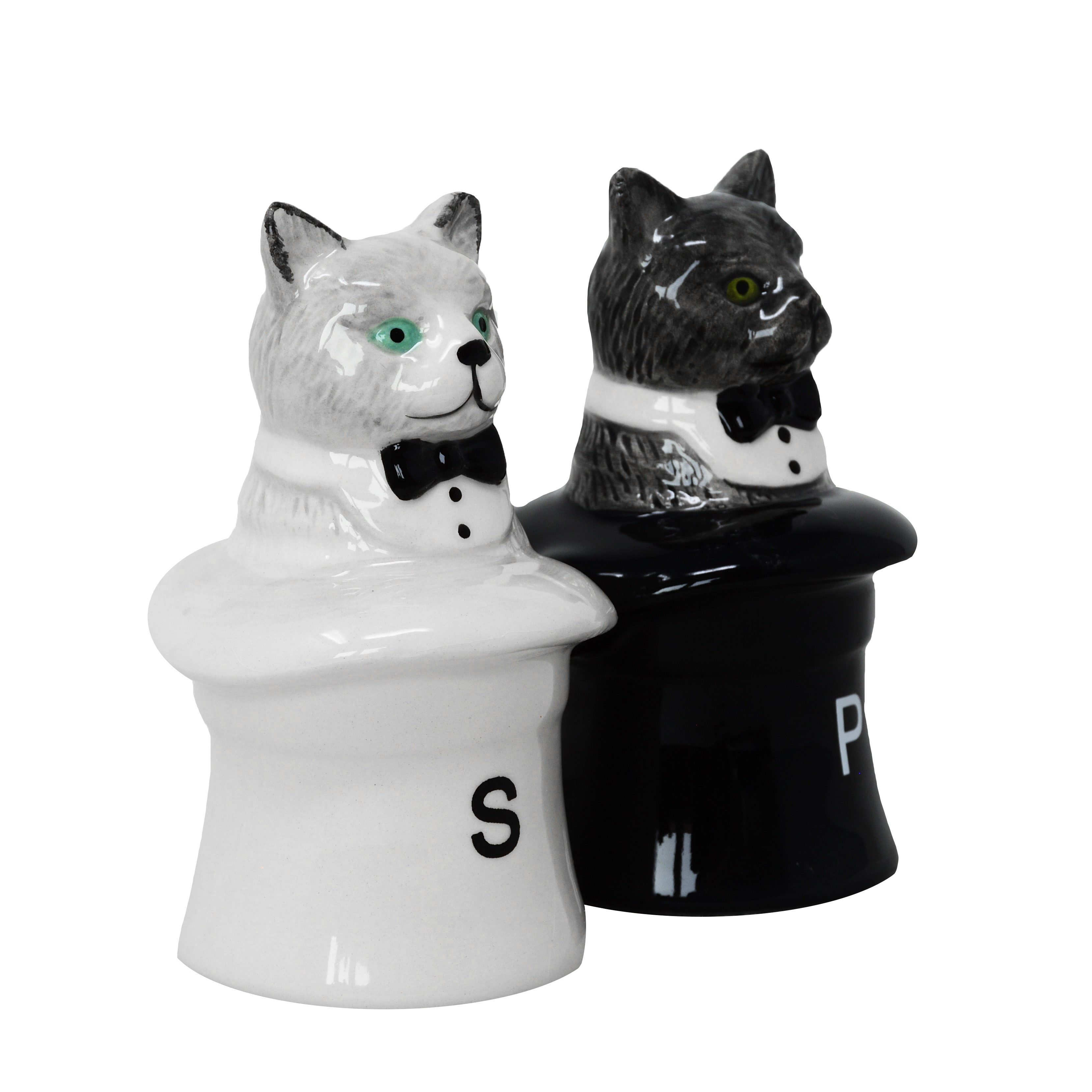 MystiCalls Salz- / Pfefferstreuer Salz und Pfefferstreuer Cats in Hats Zauberhut Katzen Zauberei Tier, (2-tlg), Mit Magneten verbunden