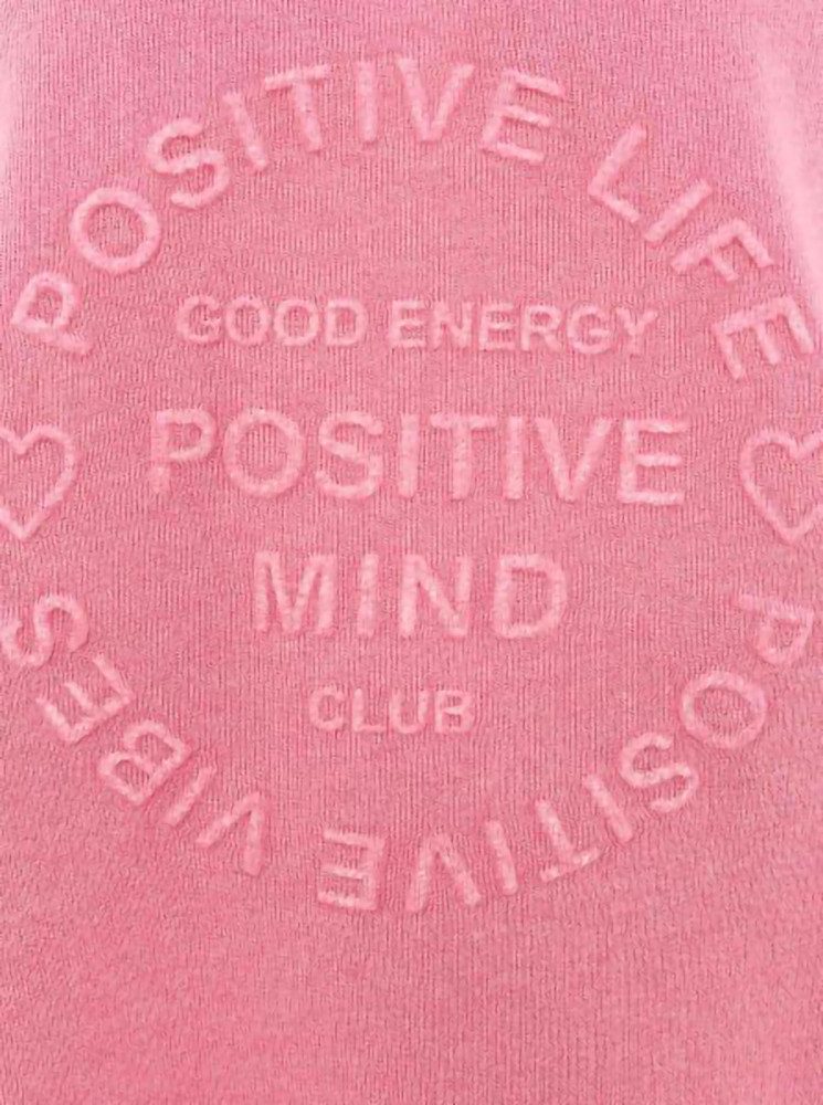 Zwillingsherz Sweatshirt "Positive Mind" ausgefranster V-Ausschnitt, Used Look, Langarm, Schriftzug – Bild 5 von 5