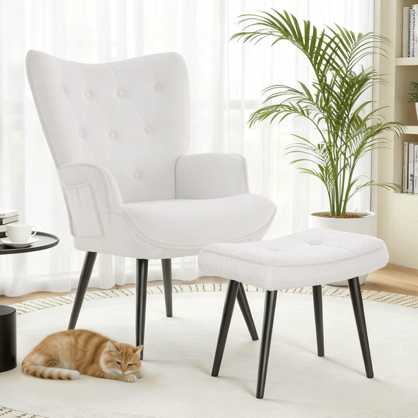 TLGREEN Relaxsessel Ohrensessel mit Hocker, (Relaxsessel mit Hocker), Sessel-Garnitur mit Hocker für Wohnzimmer