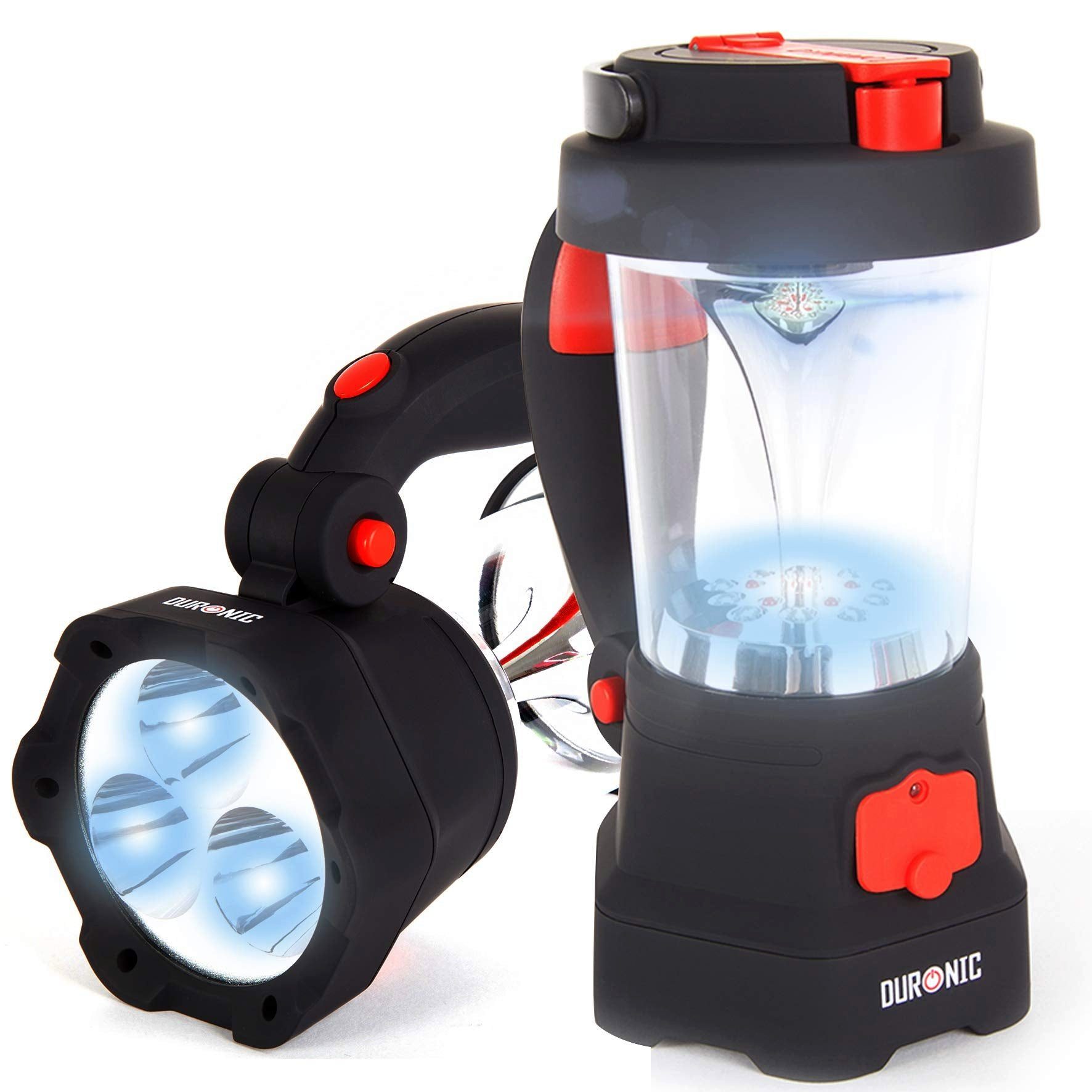 Duronic LED Taschenlampe, Hurricane Lampe, Campinglampe mit Taschenlampe, Laterne