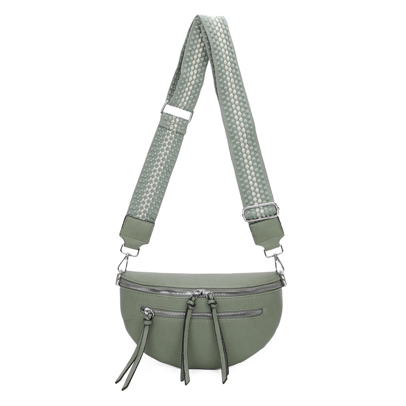 Schultertasche Schultertasche Bodybag, Gewicht CrossBody Damen Taschengurt, Umhängetasche Gürteltasche Mint ITALYSHOP24 Brusttasche, Muster leicht S Hüfttasche, CrossOver,