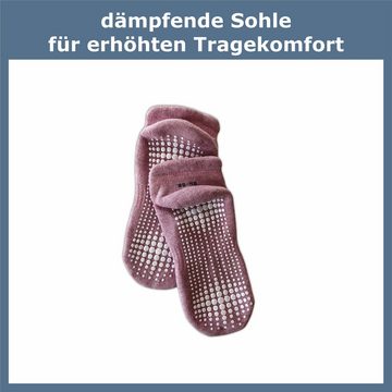 GAWILO ABS-Socken für Damen - Yoga & Pilates Socken - sicherer Halt auf glatten Böden (3 Paar) - rutschfest - mit hohem Baumwollanteil