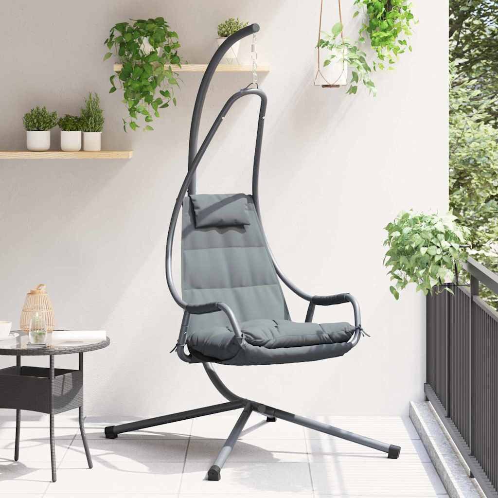 vidaXL Hollywoodschaukel Hängendes Ei-Stuhl Stahl 94 x 107 x 196,5 cm Anthrazit, 1-Sitzer, 1 tlg.