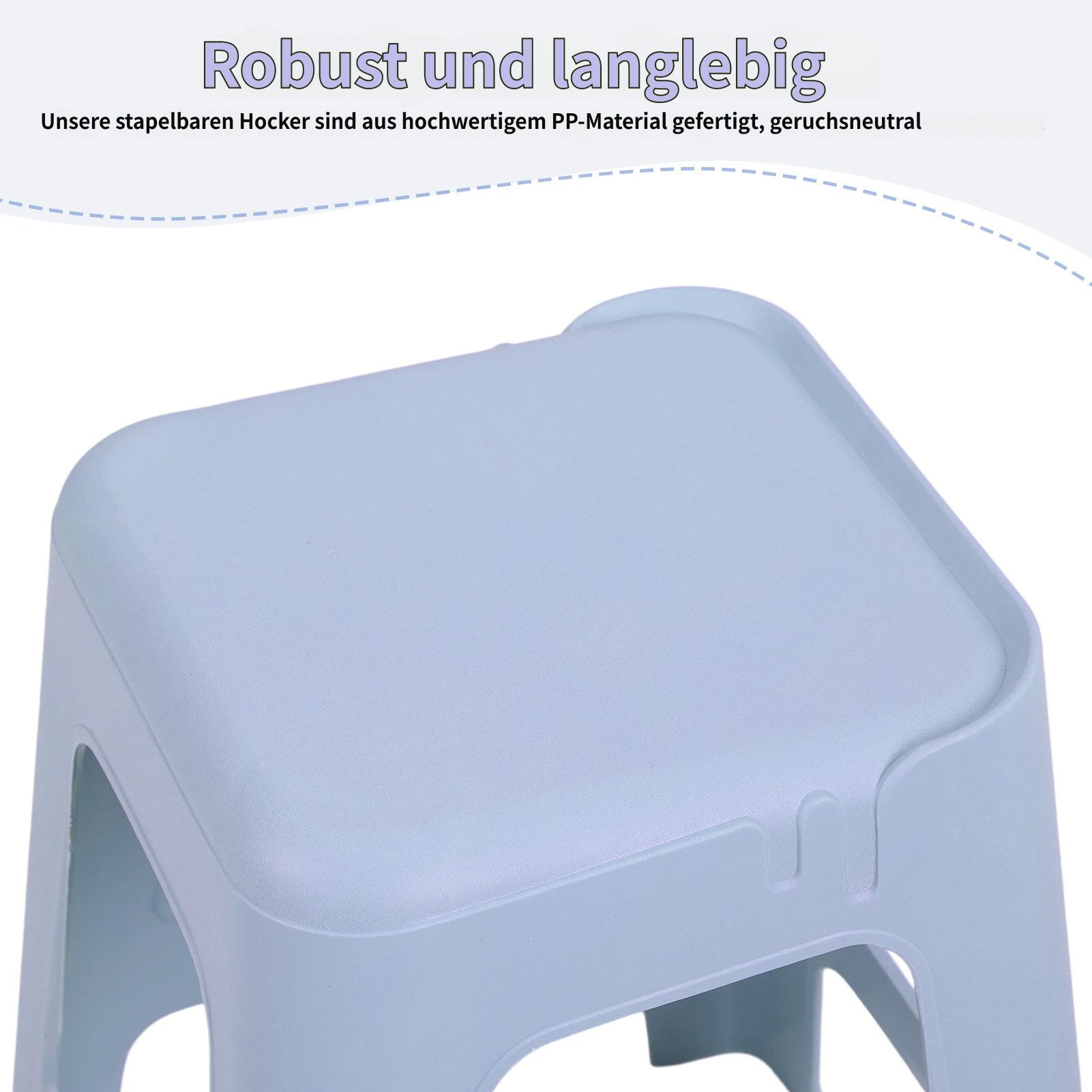 Rutaqian Sitzhocker 10 stapelbare Hocker für Klassenzimmer, 47 cm hoch, Kunststoffhocker, Tragbare Stühle ohne Rückenlehne für Klassenzimmer Büro und Zuhause – Bild 4 von 5