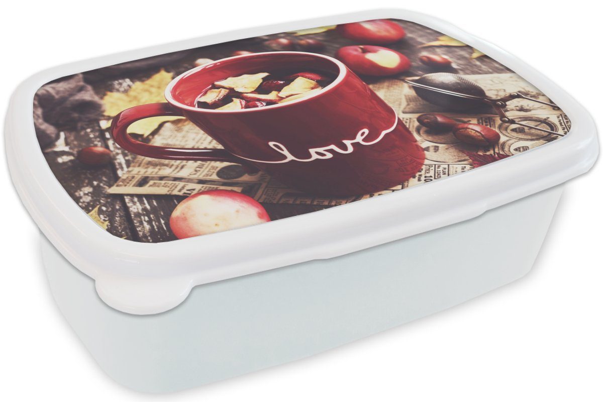 MuchoWow Lunchbox Tee - Preiselbeere, Mädchen (2-tlg), Kunststoff, für und Brotdose, weiß Brotbox Jungs - Apfel Erwachsene, für Kinder und