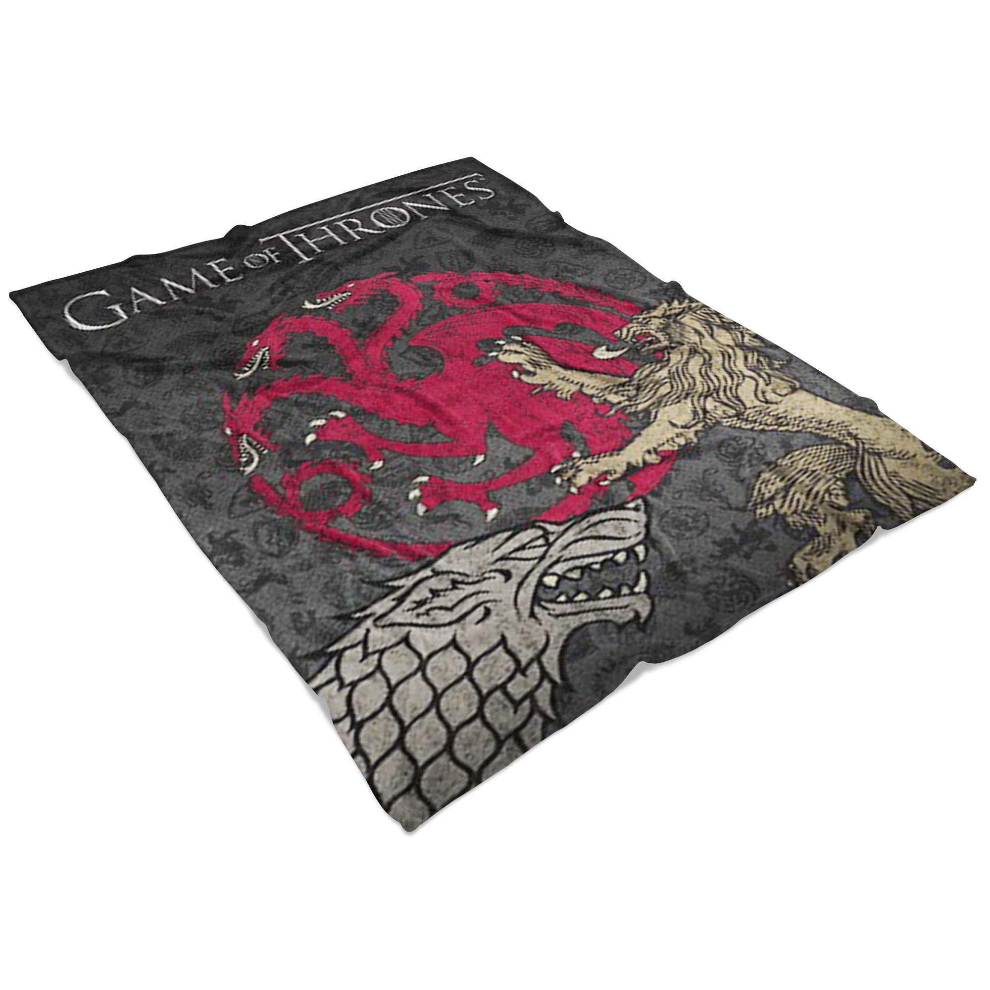 Wohndecke Game of Thrones Decke Winter is Coming 150x200 cm Kuscheldecke, BERONAGE, passend zur Bettwäsche, ideal für Sofa, Couch, Bett, Auto, Camping