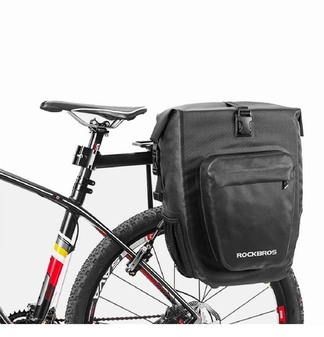 ROCKBROS Fahrradtasche »Fahrradtasche Packtasche Gepäckträgertasche 100%  Wasserdicht 20/27Liter, schwarz«, Abnehmbar online kaufen | OTTO