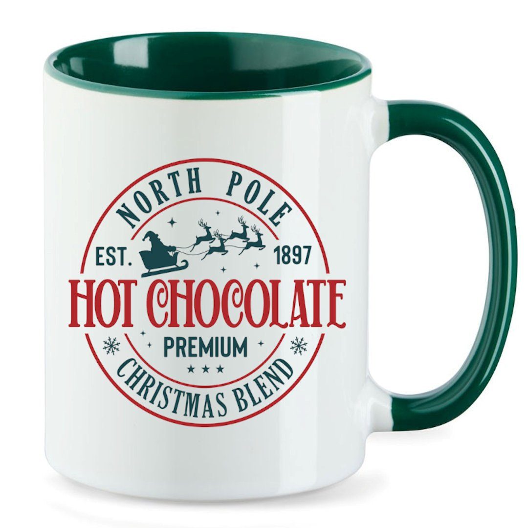 Primawela Tasse Tasse Advent Dunkelgrün North Pole Kaffeetasse Weihnachten Weihnachtsmotiv