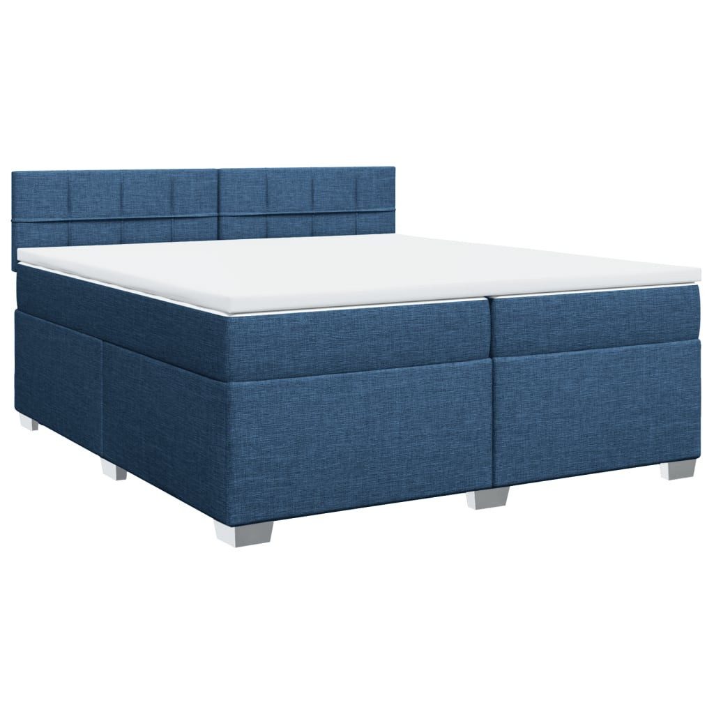 Bett Boxspringbett mit Matratze Blau 200x200 cm Stoff