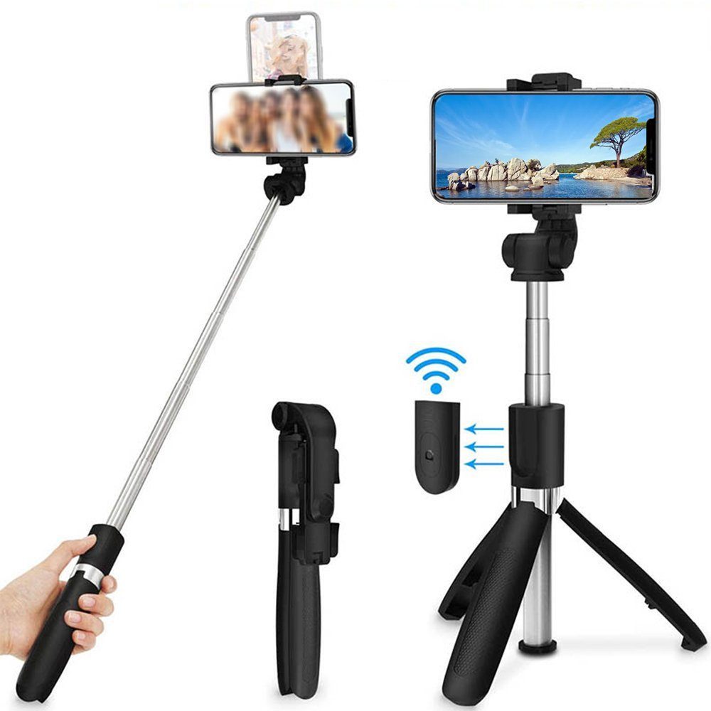 Handy-Halterung Bluetooth Selfie-Stick Stativ Erweiterbar Stange Smartphone-Halterung