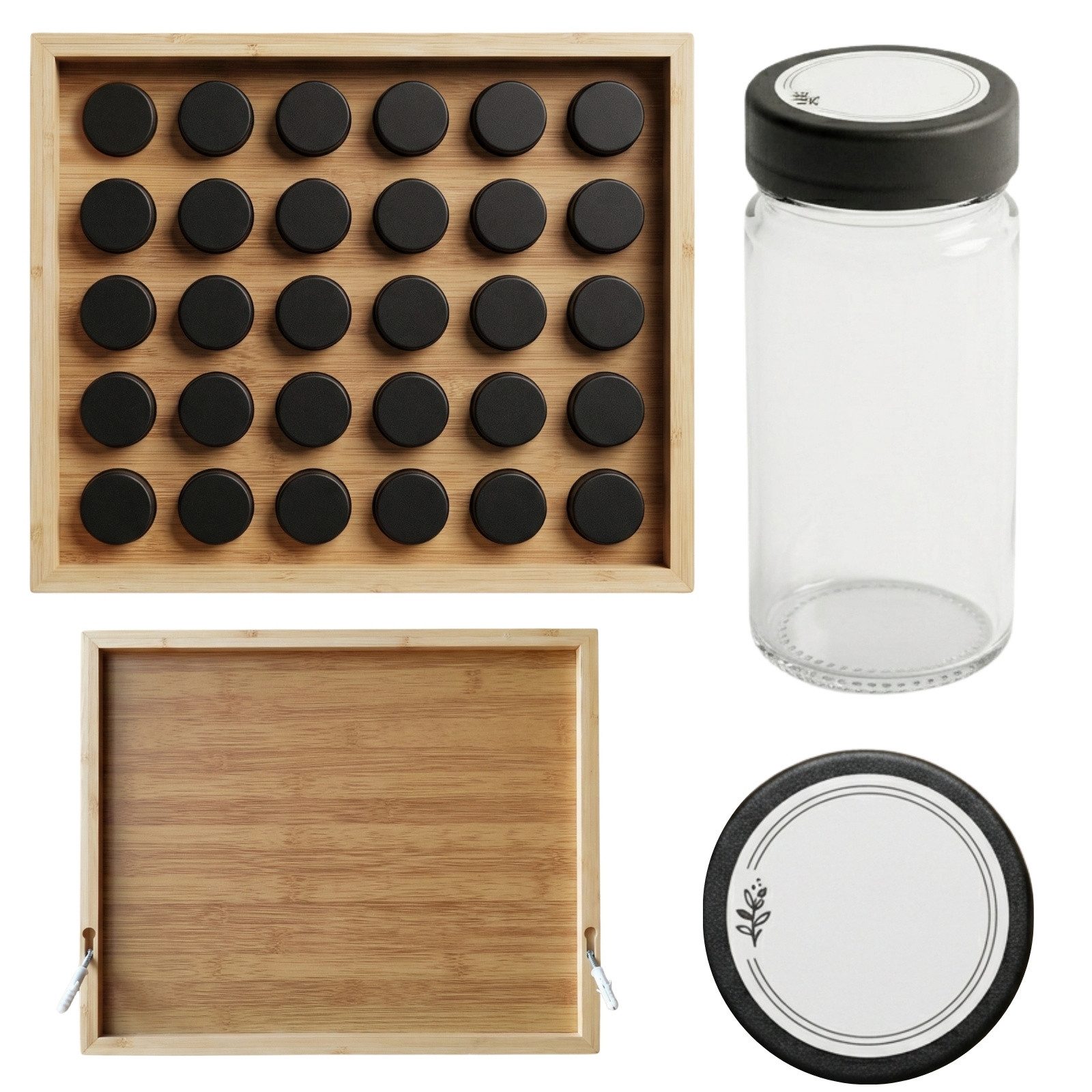 AROMELIO Gewürzregal Gewürzregal PALETTE zur Wandmontage, 30 Gläser