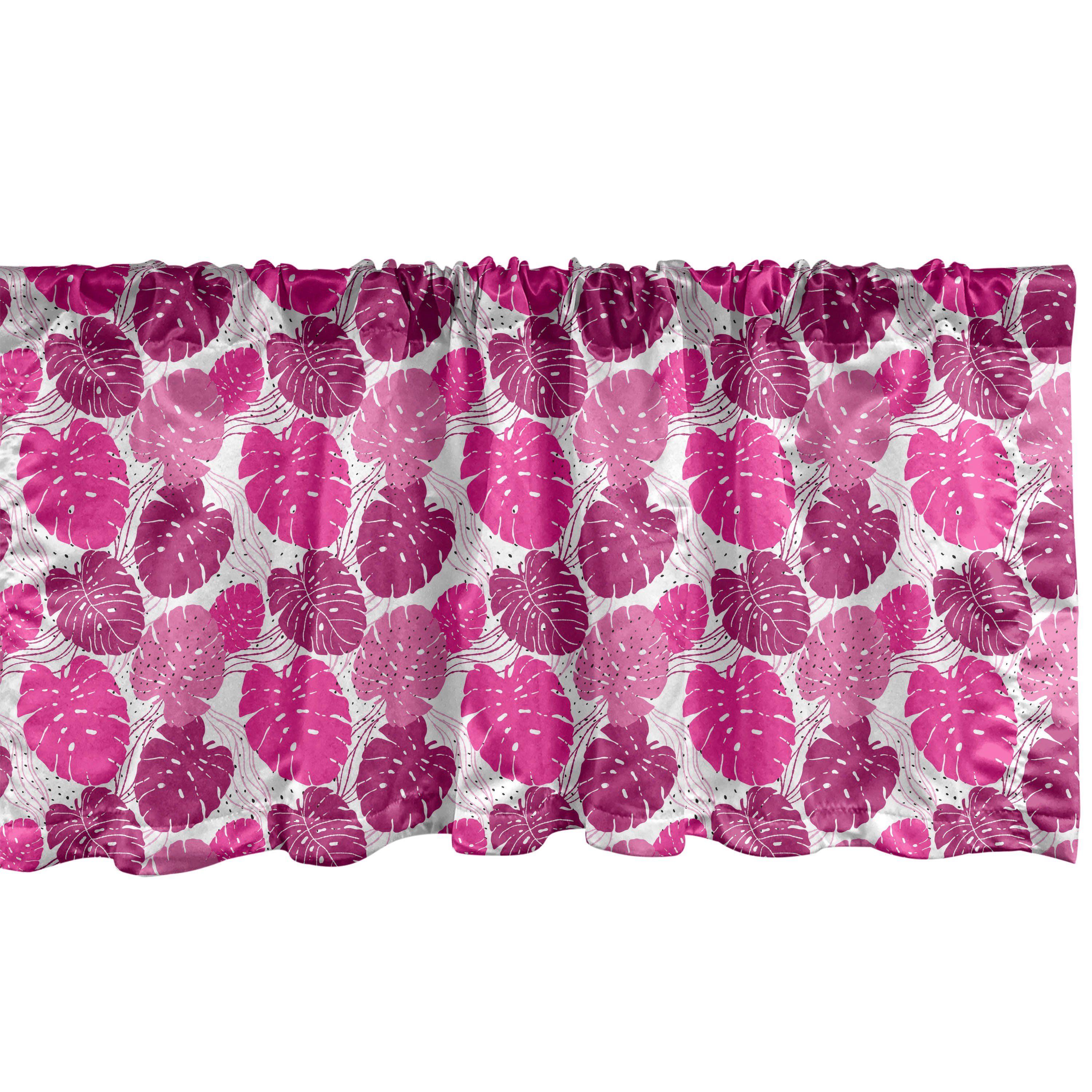Scheibengardine Vorhang Volant Blätter Rosa Farbpalette Monstera mit für Küche Microfaser, Stangentasche, Schlafzimmer Dekor Abakuhaus