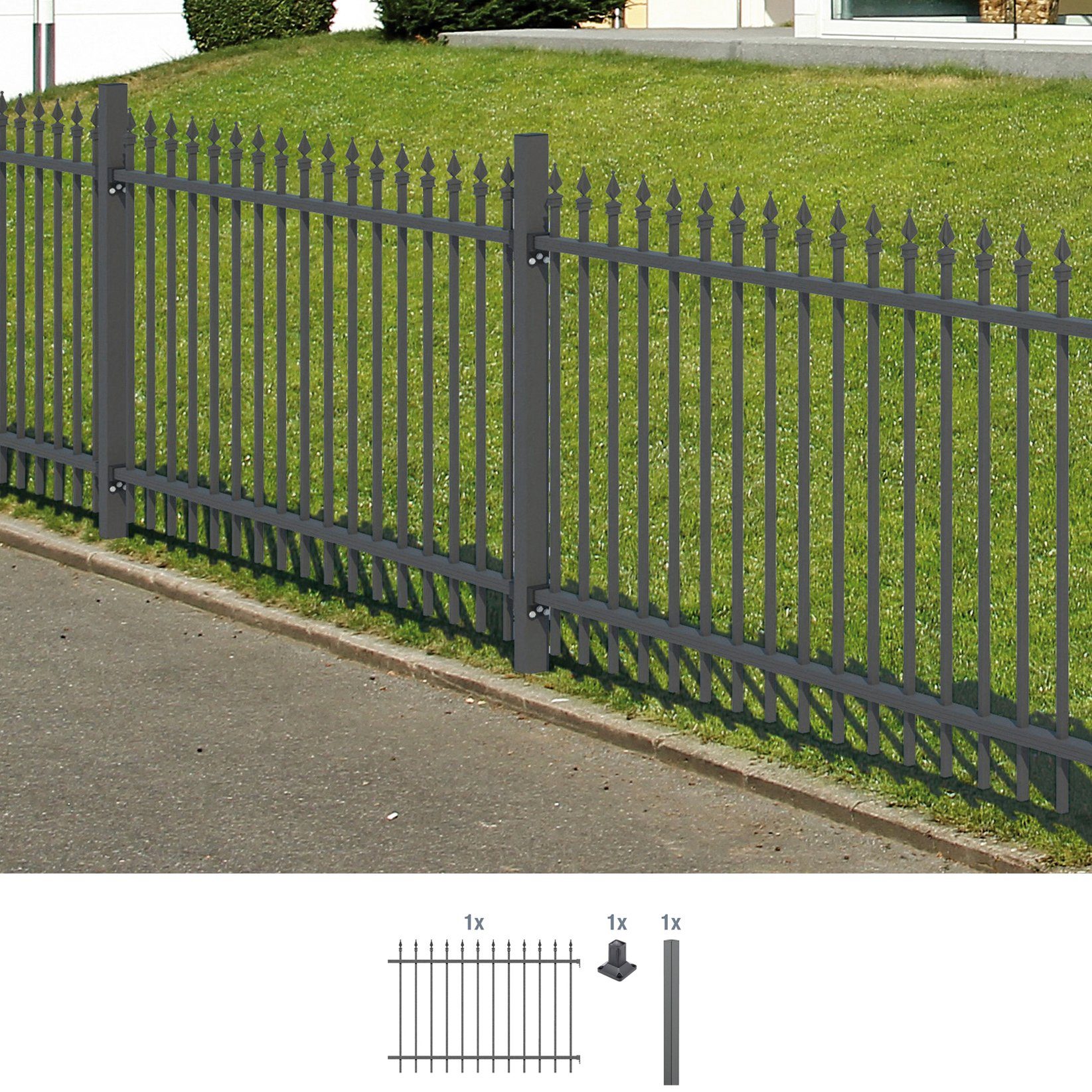 Alberts Metallzaun Anbauset Chaussee, Höhe: 100 und 120 cm, Breite: 200 cm, zum Aufschrauben