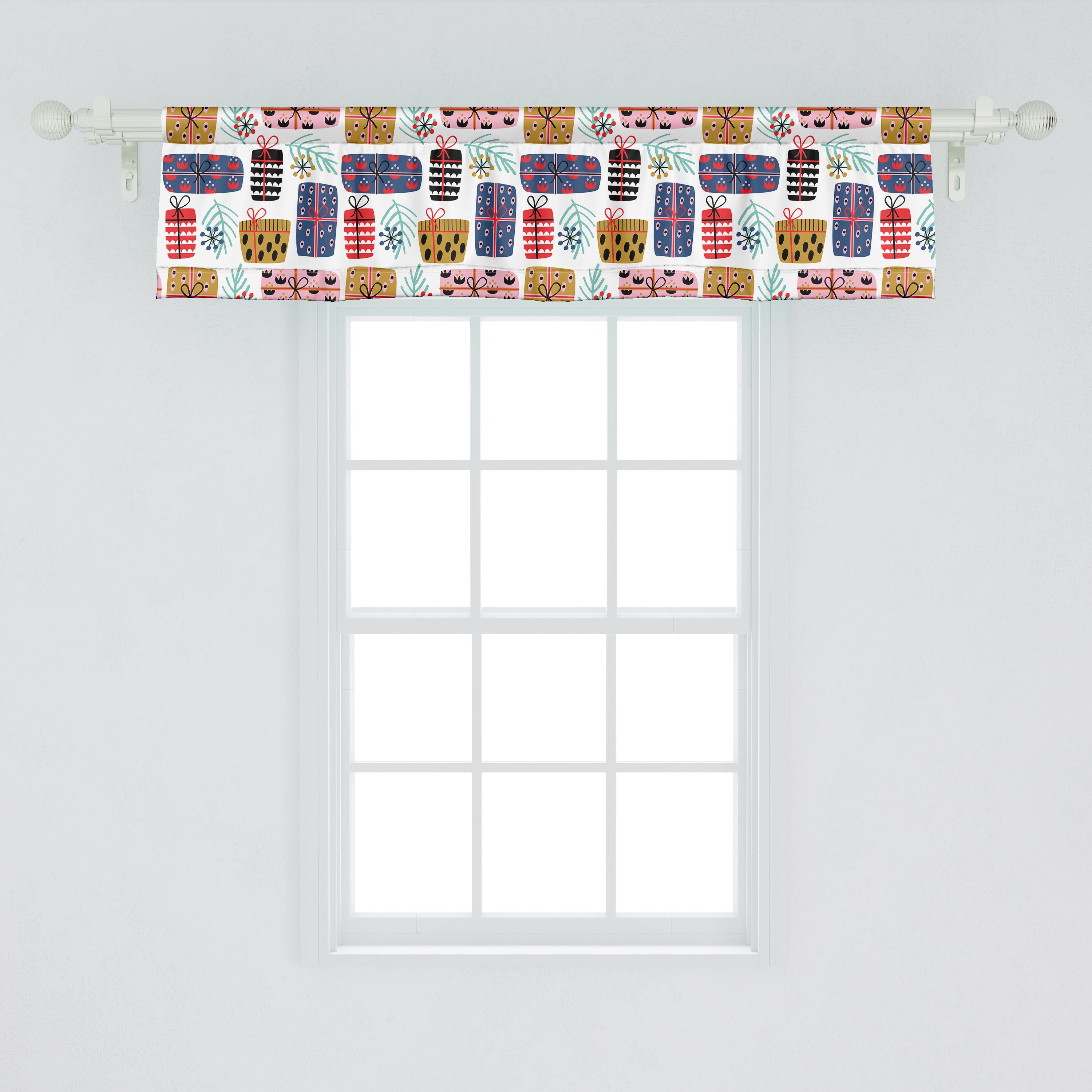 Küche Vorhang Volant Schlafzimmer Abakuhaus, mit Weihnachten für Scheibengardine Geschenkboxen Microfaser, Dekor Scandinavian Stangentasche,
