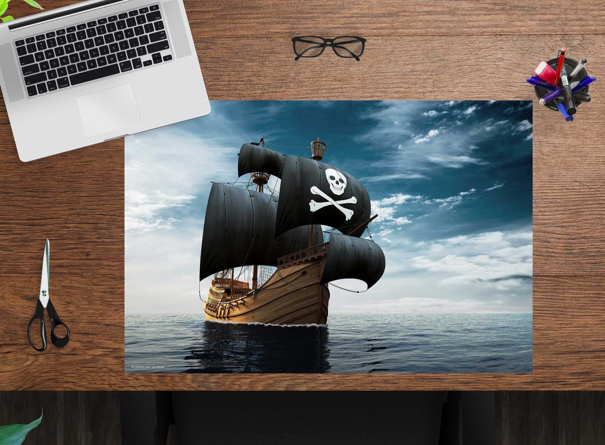 cover-your-desk.de Schreibtischaufsatz Schreibtischunterlage für aus Vinyl, – (1-St) – 40 Kinder – hochwertigem 60 cm Piratenschiff x