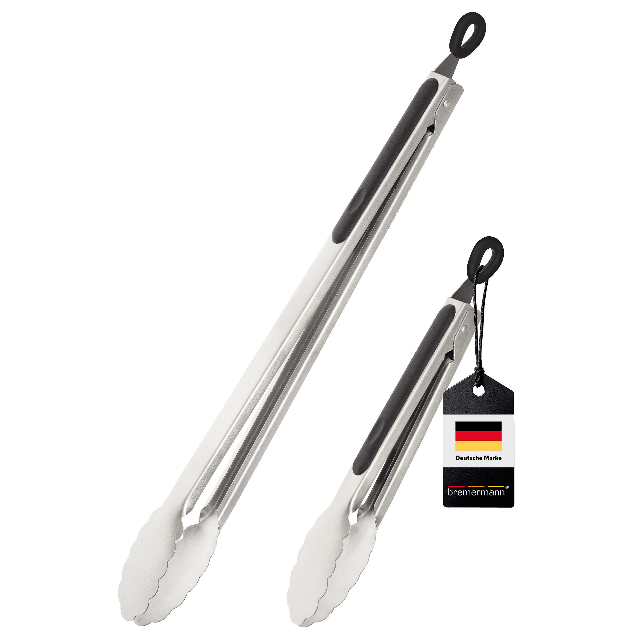 bremermann Grillzange Grillzangen 2er-Set, ca. 44,5 (XL) und 28 (S) cm Länge, Edelstahl, mit Feststellmechanismus