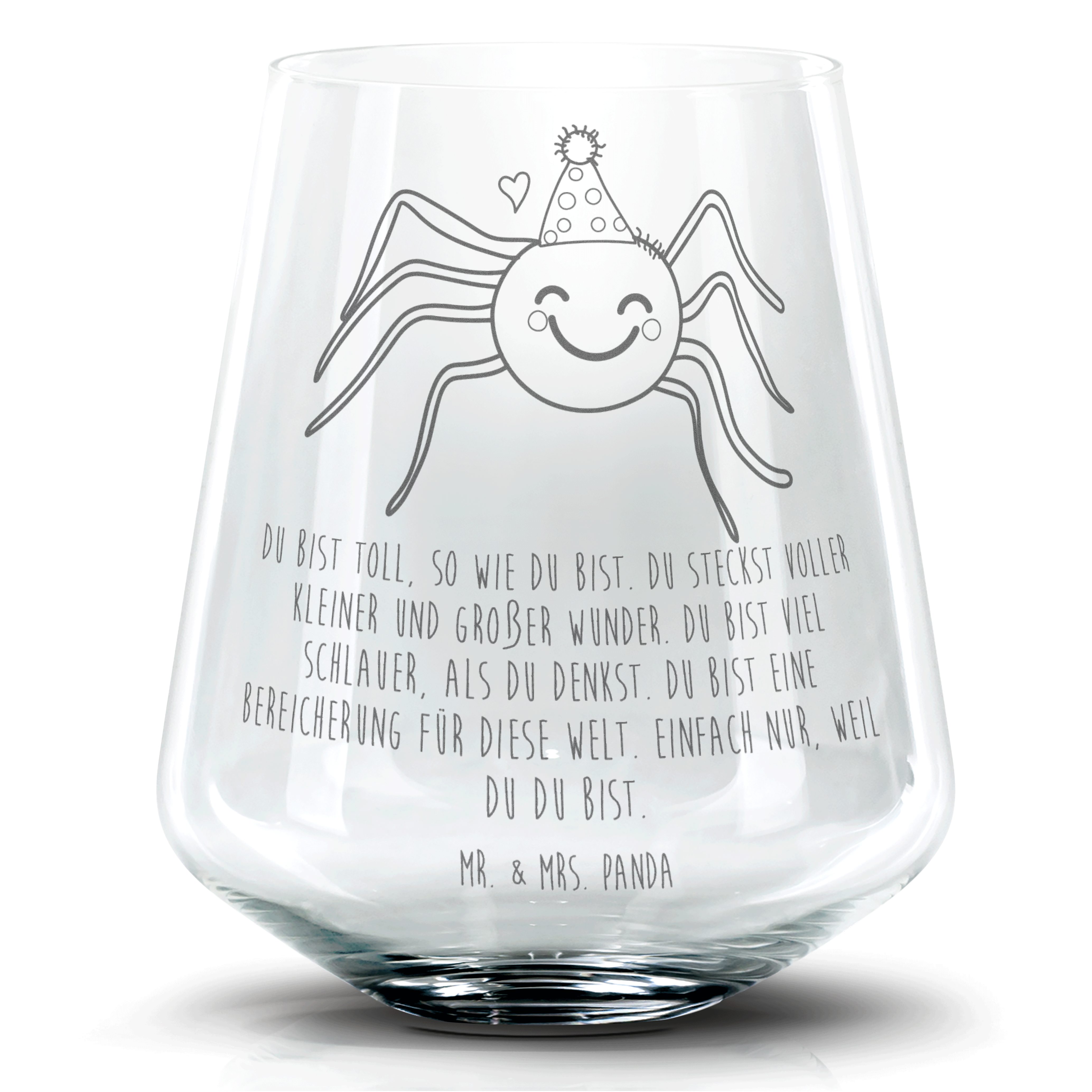 Mr. & Mrs. Panda Cocktailglas Spinne Agathe Party - Transparent - Geschenk, Motivation, Wunder, Coc, Premium Glas, Personalisierbar