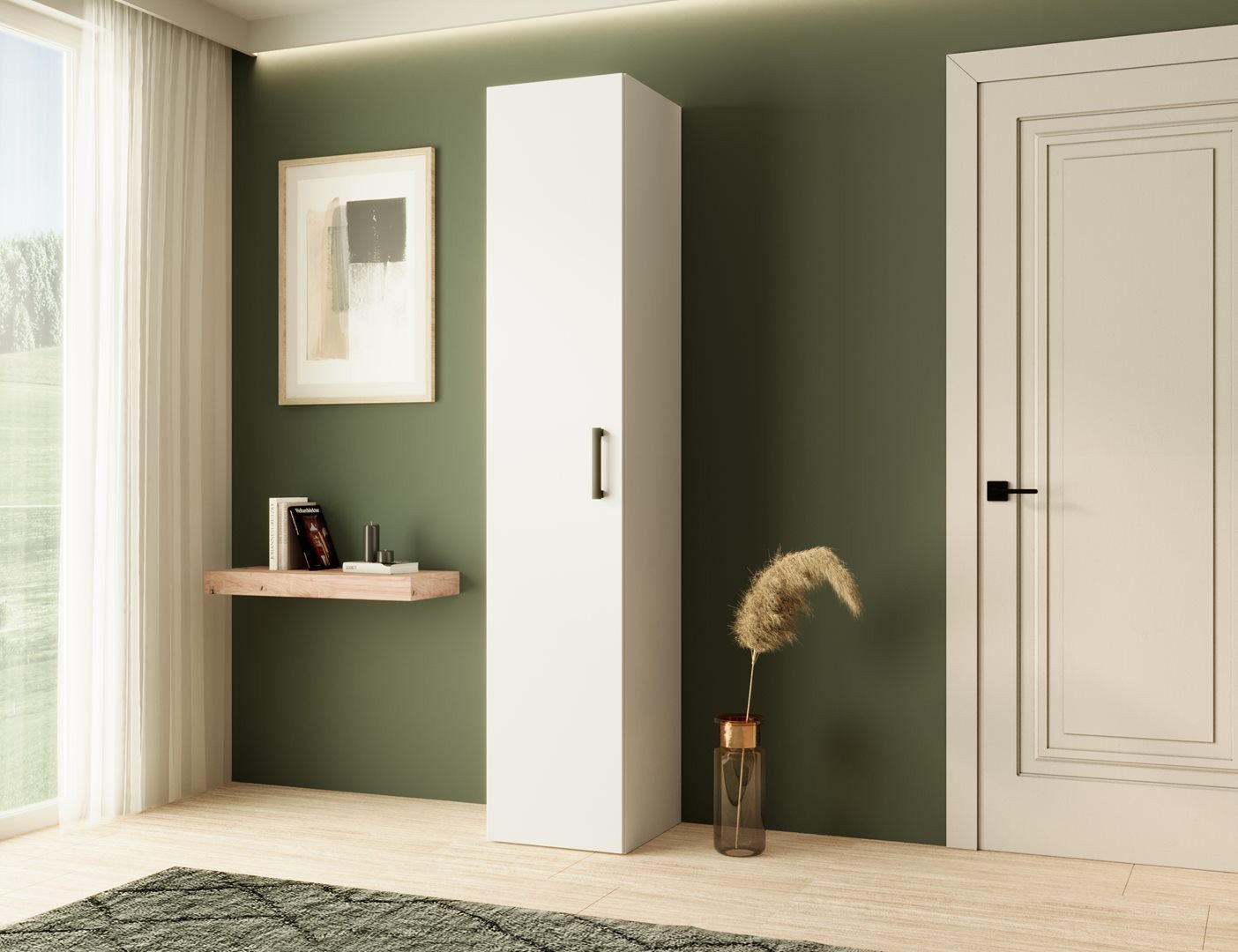 Beautysofa Garderobenschrank mit einer Tür MARGARET IV (passt perfekt in jeden Raum, in zwei Breiten zur Auswahl: 40cm oder 60cm) mit hoher Funktionalität und einer Kleiderstange