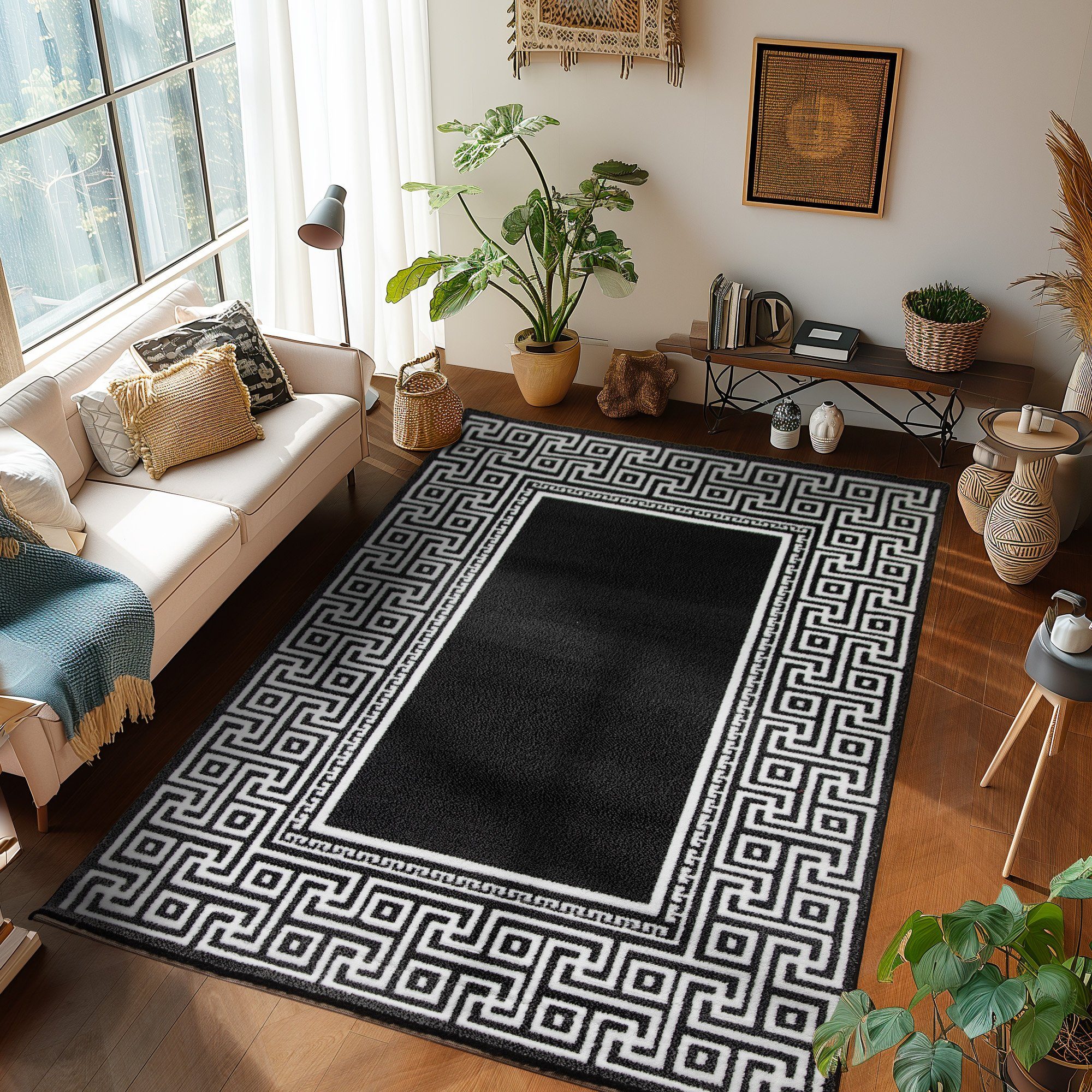 SIMPEX24 Designteppich Mäander Design, Läufer, Höhe: 12 mm, Modern Kurzflor günstig online kaufen