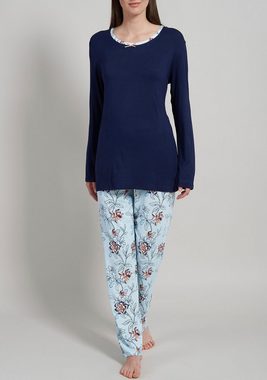 GÖTZBURG Pyjama (2 tlg) mit floralem Print undkleiner Schleife als Hingucker