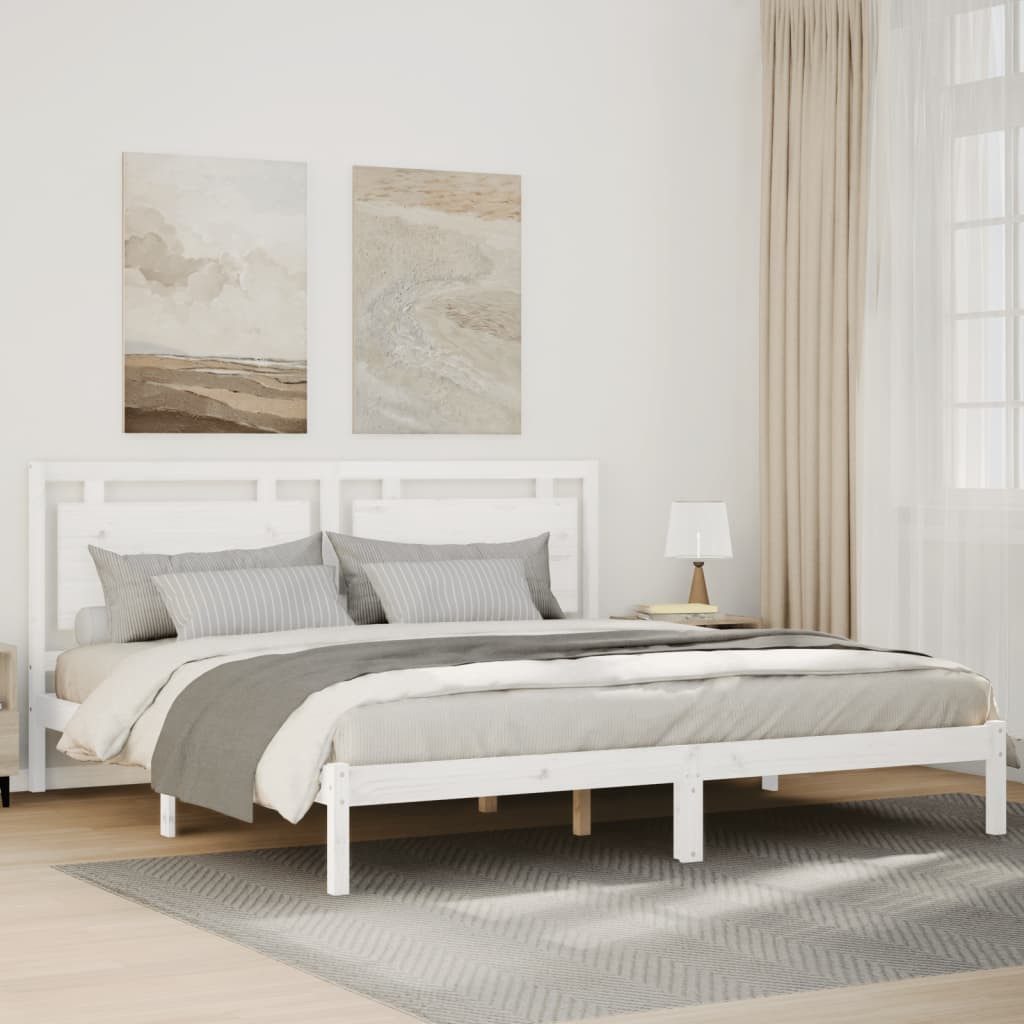 vidaXL Bett Massivholzbett Extra Lang ohne Matratze Weiß 200x220 cm