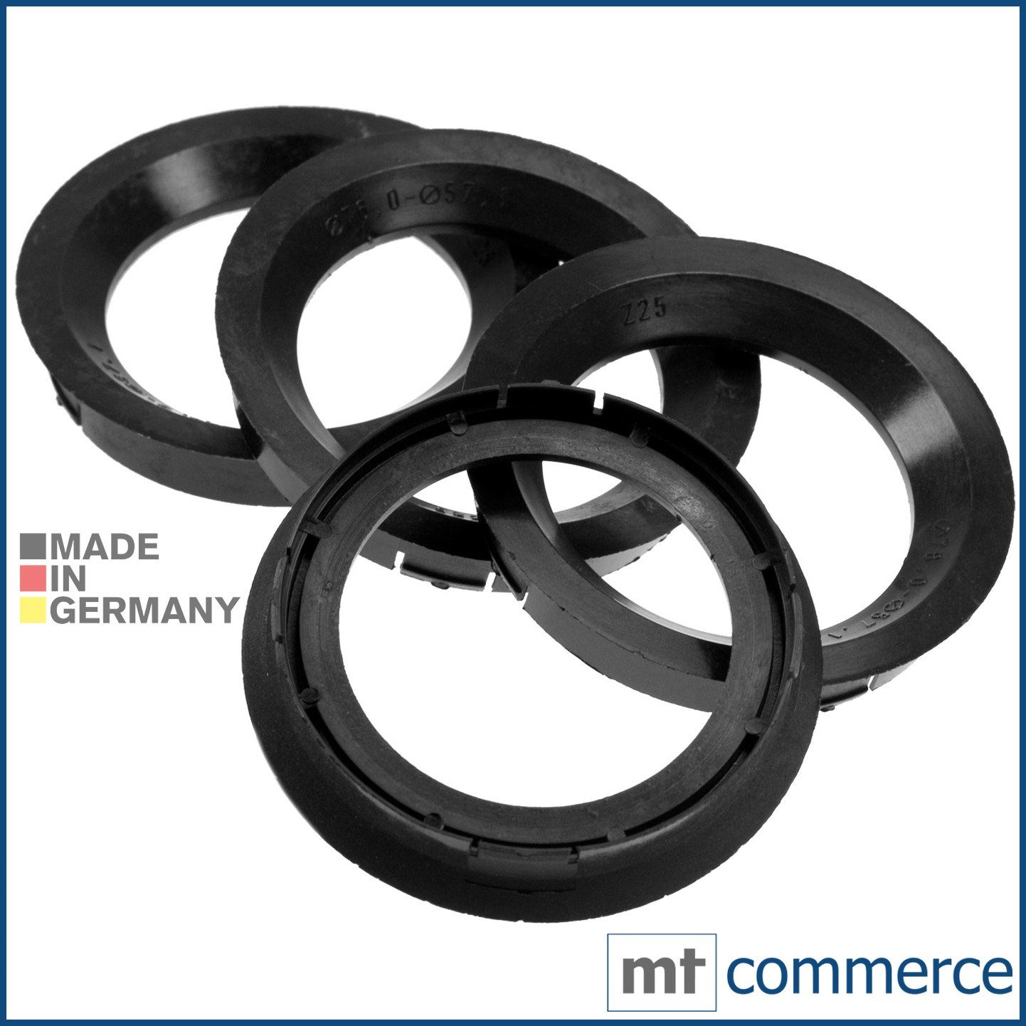 RKC Reifenstift 4X Zentrierringe schwarz Felgen Ringe Made in Germany, Maße: 76,0 x 57,1 mm