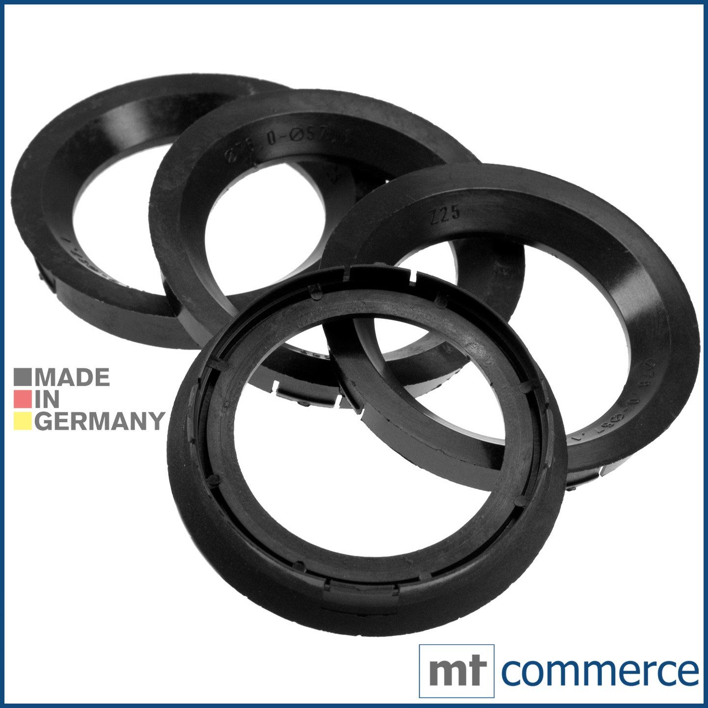BRANDT AUTOMOTIVE Reifenstift 4X Zentrierringe schwarz Felgen Ringe Made in Germany, Maße: 76,0 x 57,1 mm