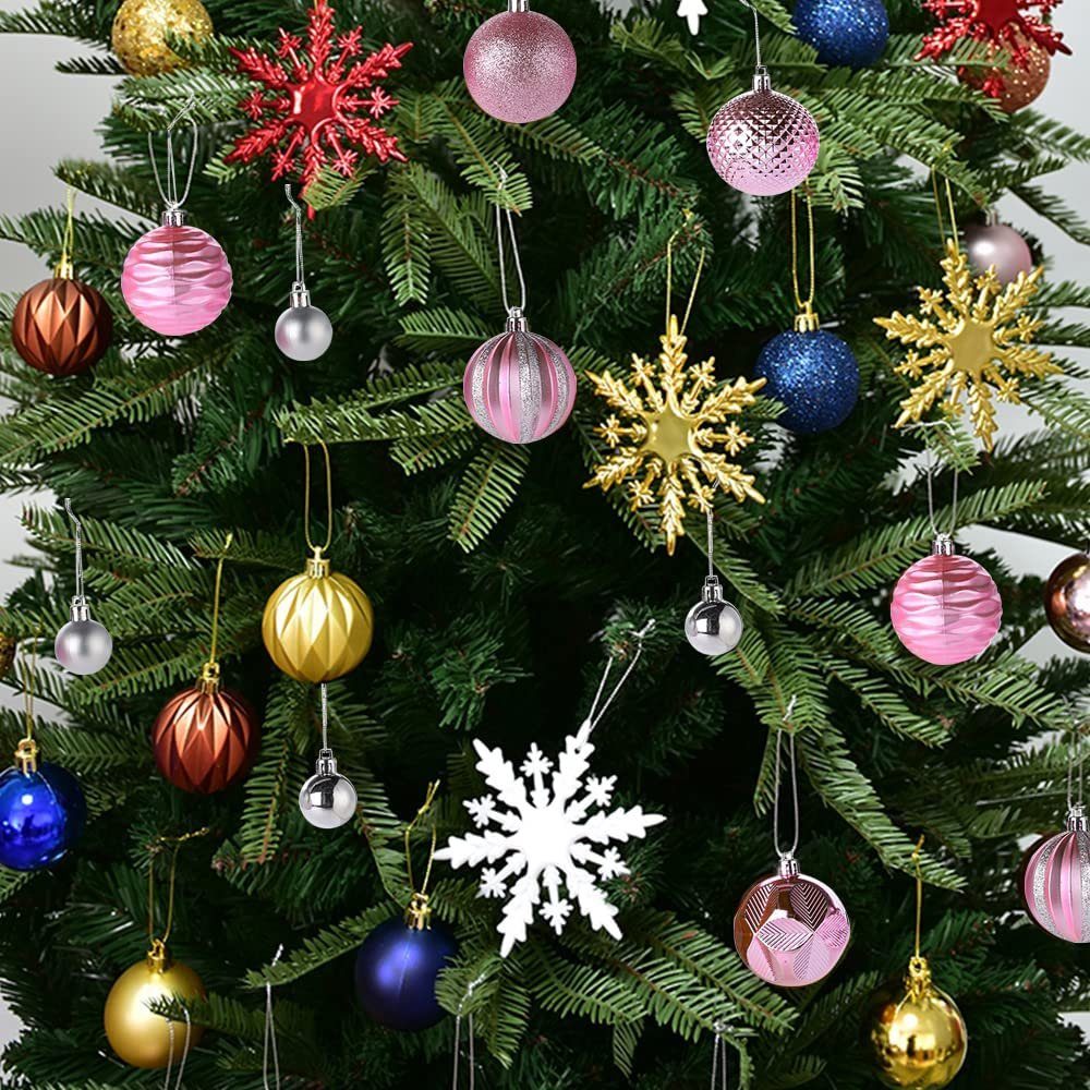 zggzerg Weihnachtsbaumkugel 26 Stück Weihnachtskugeln,wiederverwendbare Weihnachtskugeln Aufhängen Rosa