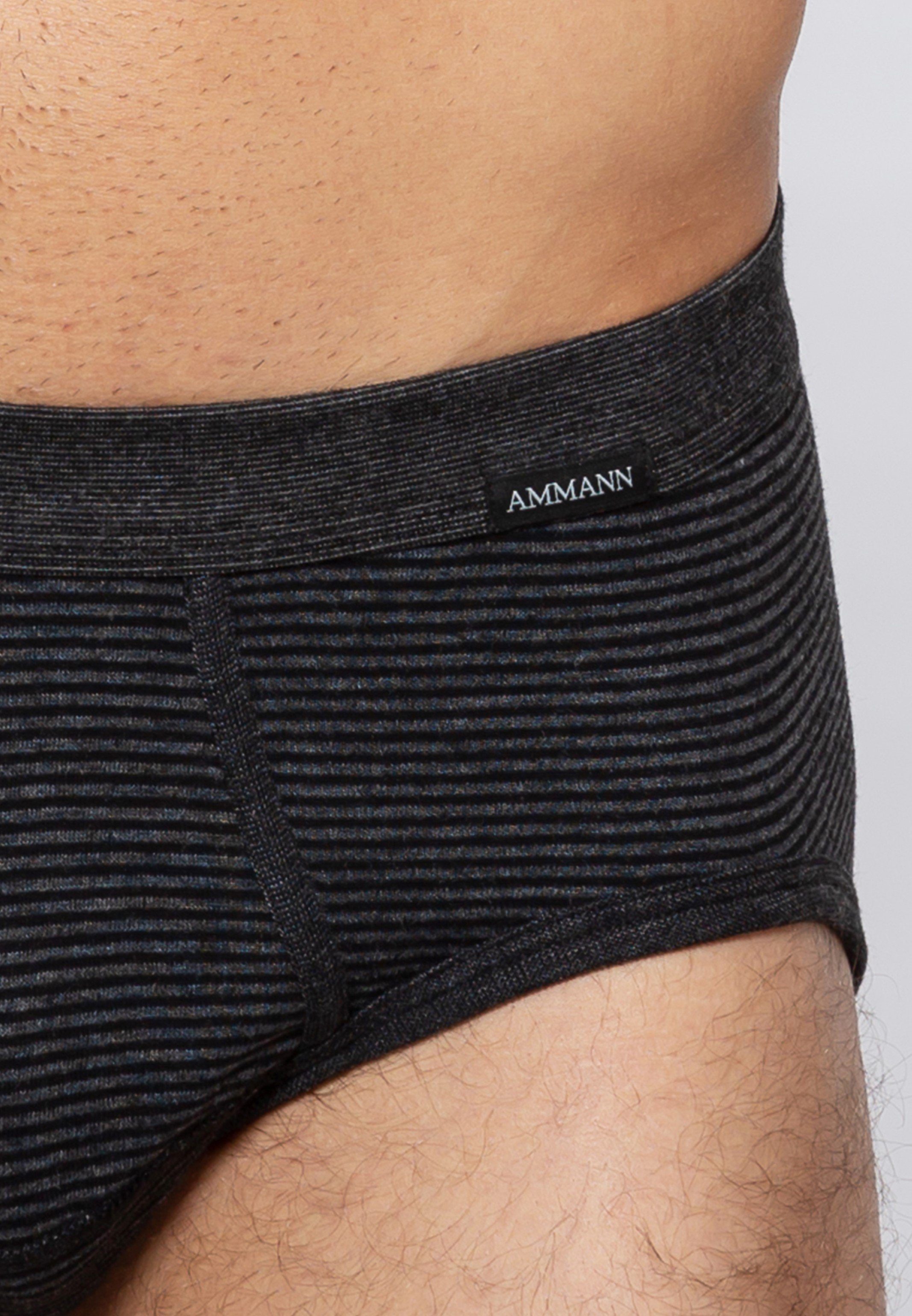 Ammann - (Spar-Set, Mit Baumwolle Anthrazit - 3-St) Slip / Jeans Pack Feinripp Eingriff Slip 3er - Unterhose