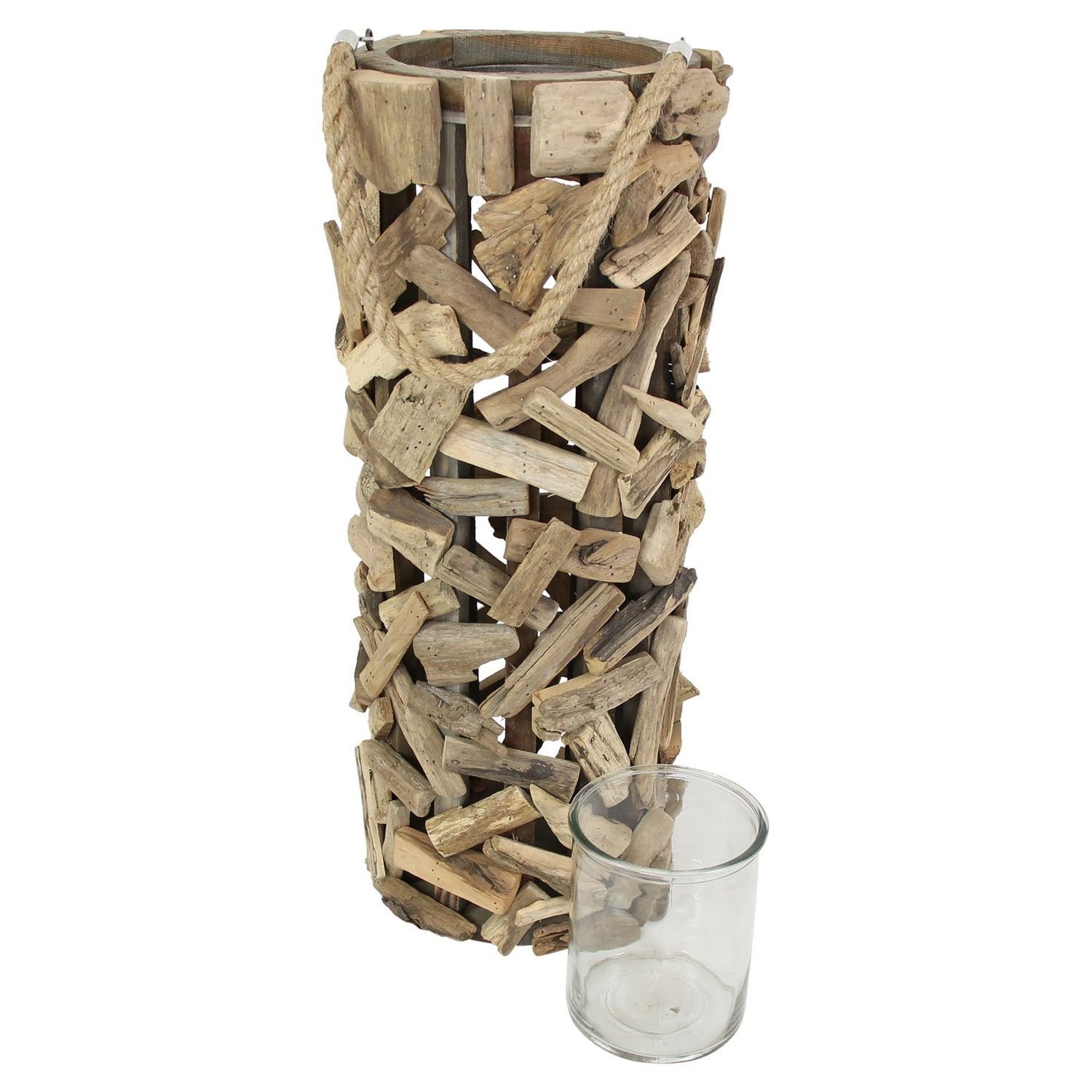 recyceltes Holz Treibholz", Windlicht HomeLiving "Windlichtsäule 2tlg. Set